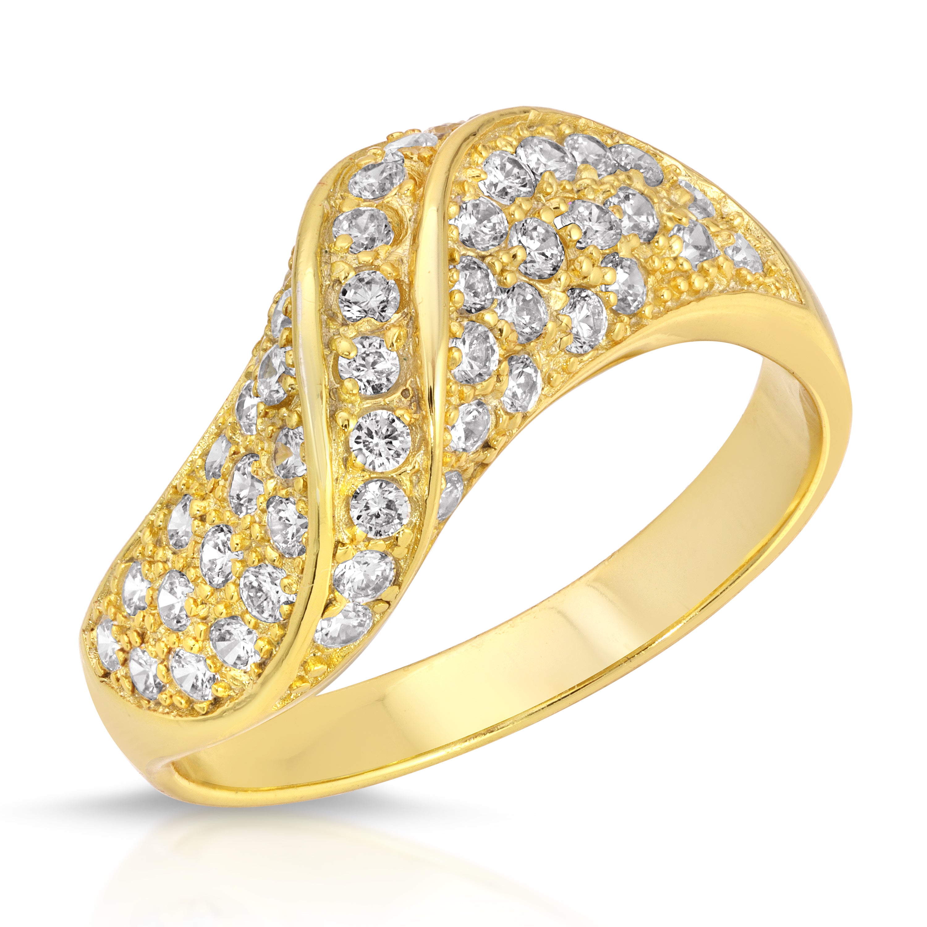 Pavé Croissant Ring - Elegant Stackable Gold Plated Ring for Women, Dainty Minimalist Jewelry Gift for Her - Perfect for Everyday Wear, Date Nights & Special Occasions