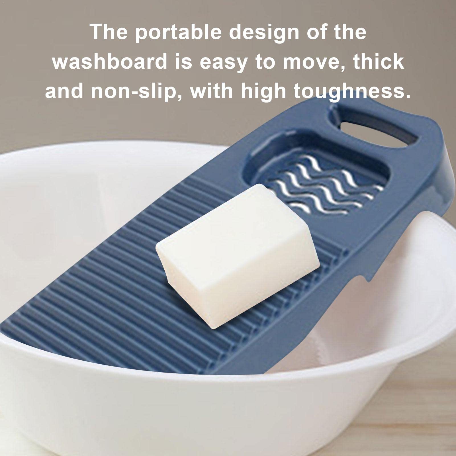 Plastic Washboard Laundry Board - Heavy Duty Hand Washing Tool for Clothes | Manual Laundry Cleaning Board | Dark Blue | Perfect for Camping, Travel & Emergency Use