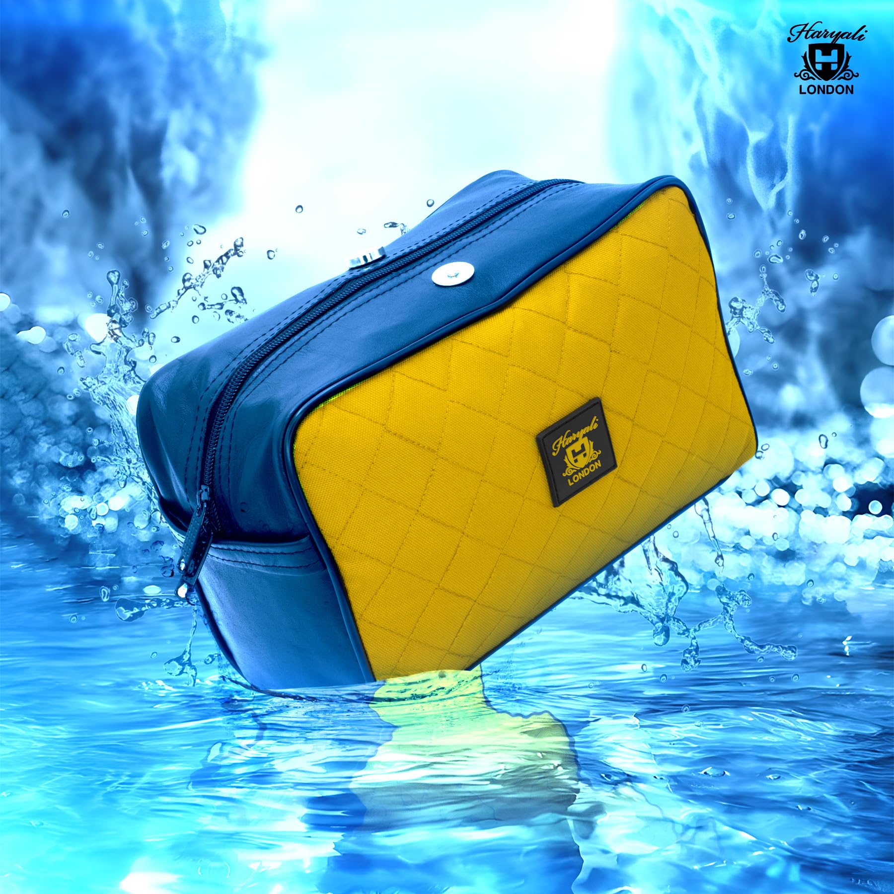 Water-Resistant Leather Toiletry Bag for Men & Women - Large Travel Wash Bag, Shaving Dopp Kit, Gym & Bathroom Organizer - Perfect for Travel, Camping & Daily Use (Yellow)