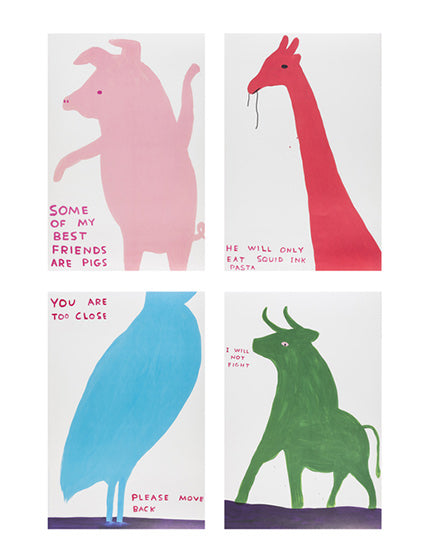 DAVID SHRIGLEY Animal Series - Set of 4 Limited Edition Lithographs - Modern Art Prints for Home & Office Decor