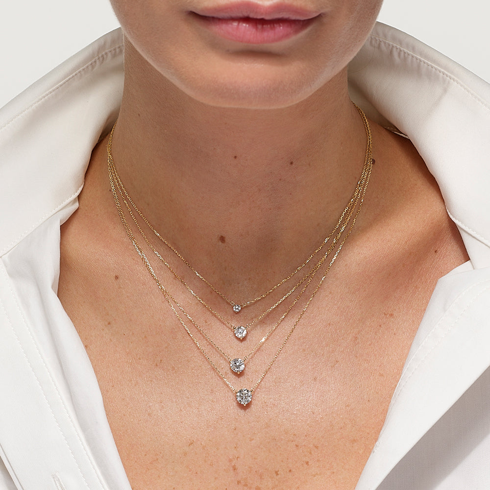 0.75ct Lab Grown Diamond Round Pendant Necklace in 10k Gold - Perfect for Weddings, Anniversaries & Special Occasions