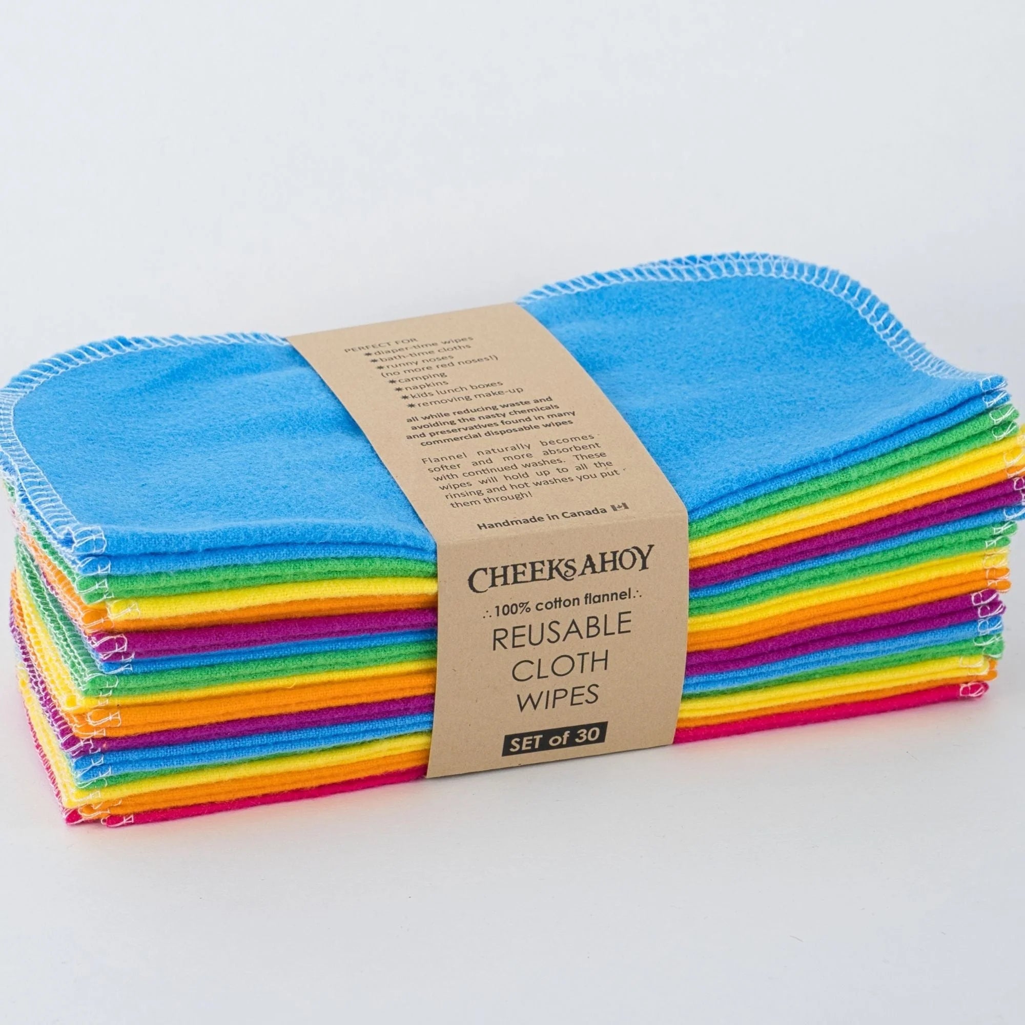 Eco-Friendly Reusable Cloth Wipes & Napkins - Soft Washable Cheek Wipes for Babies, Makeup Removal & Household Cleaning - Sustainable Alternative to Paper Towels