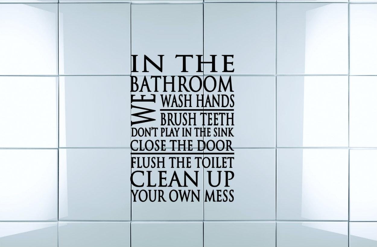 14x28 Inches Bathroom Wall Decal Sticker - Wash Hands, Brush Teeth, Flush Toilet Reminder for Kids | Motivational Home Decor Art | Perfect for Bathroom, Kids Room & Classroom Organization