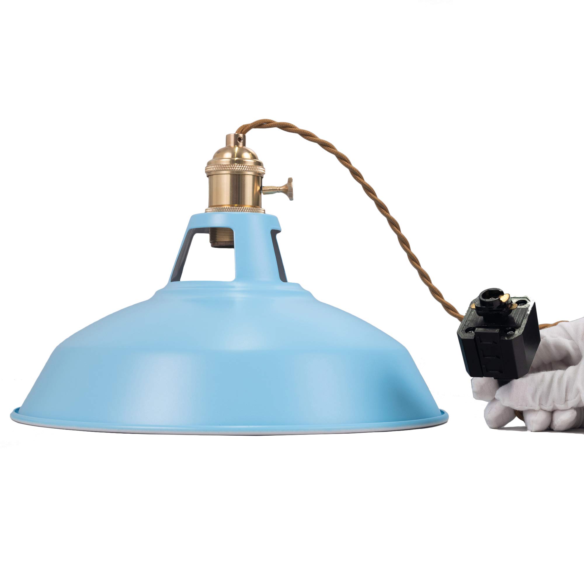 Modern H Track Pendant Lighting - Iron Art Sea Blue Industrial Loft Style - Adjustable Track Lights for Office, Coffee Shop & Restaurant Decor - Bulbs Not Included - Perfect for Ambient & Task Lighting