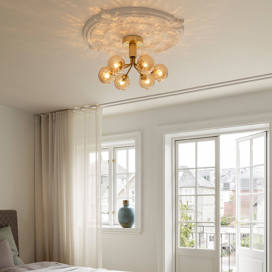 Apiales 6-Light Modern Ceiling Fixture - Brushed Nickel Finish, Dimmable LED Chandelier for Dining Room, Bedroom, or Living Room Lighting