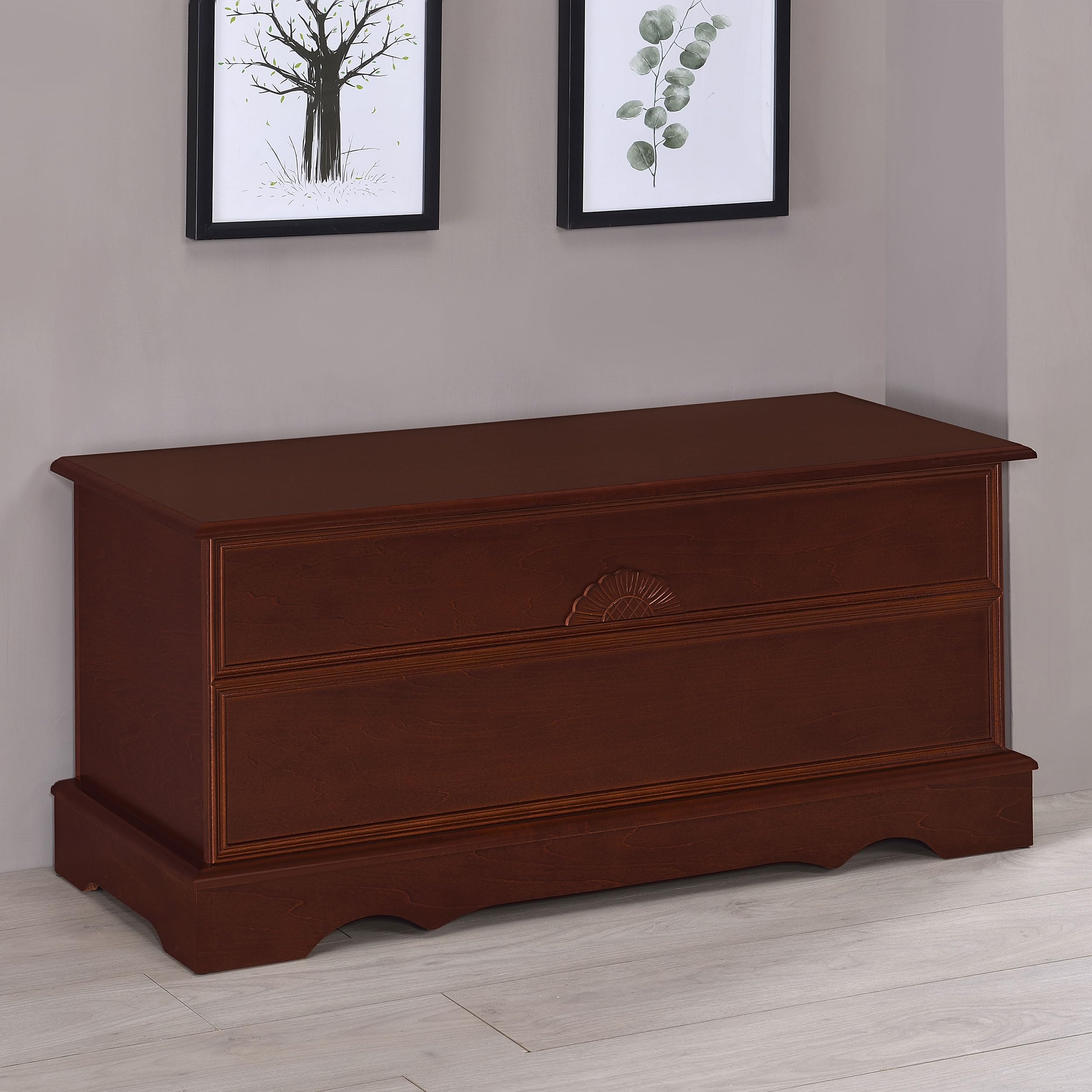 Coaster Home Furnishings Paula Traditional 40-Inch Wooden Storage Trunk - Cedar Lined Hope Chest for Bedroom, Kids Room & Nursery - Warm Brown (Model 4694) | Perfect for Blanket Storage, Toy Organization & Seasonal Decor