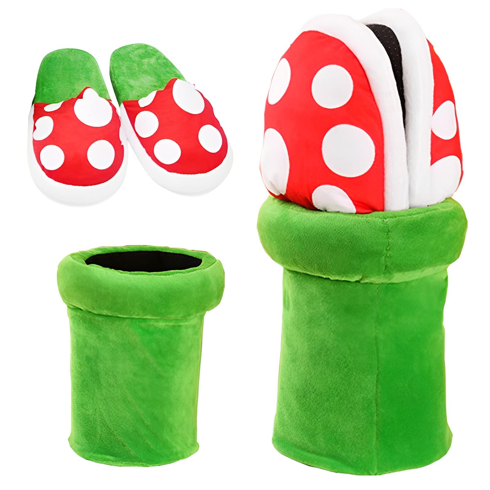 Funny Piranha Plant House Slippers - Mushroom Themed Non-Slip Indoor Shoes for Women & Men - Cozy Winter Gifts for Teens, Graduation Presents - Perfect for Bedroom, Lounge & Gaming Room Comfort