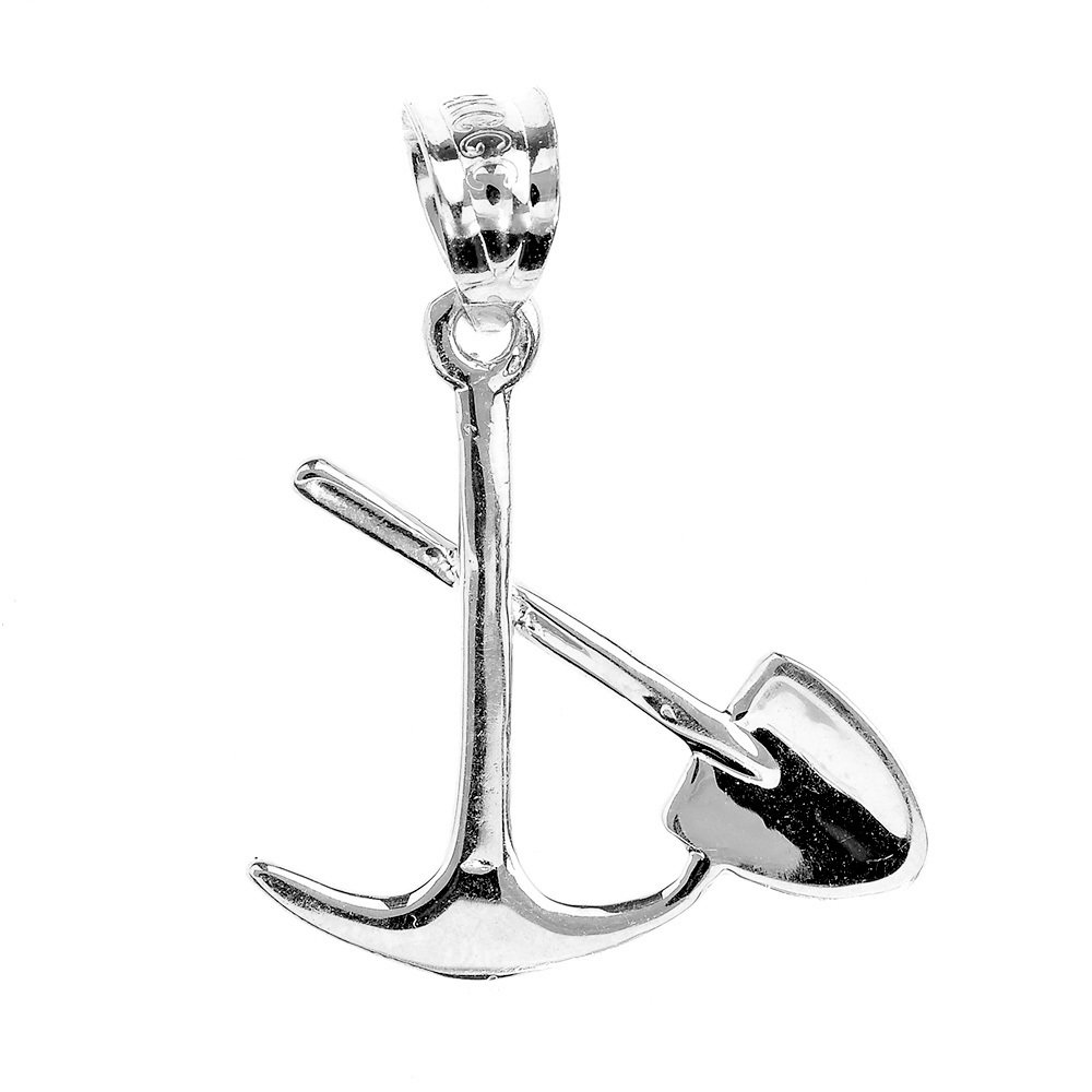 14k White Gold Pick and Shovel Pendant Necklace - Elegant Mining Jewelry for Women, Perfect for Gifts, Anniversaries & Outdoor Adventures