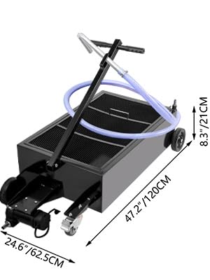 VEVOR 25 Gallon Low Profile Oil Drain Pan with Electric Pump - Large Capacity Oil Change Pan with 7.2ft Hose & Folding Handle - Rolling Oil Drain Cart for Trucks, Buses, RVs - Perfect for Garage, Auto Shop & Fleet Maintenance