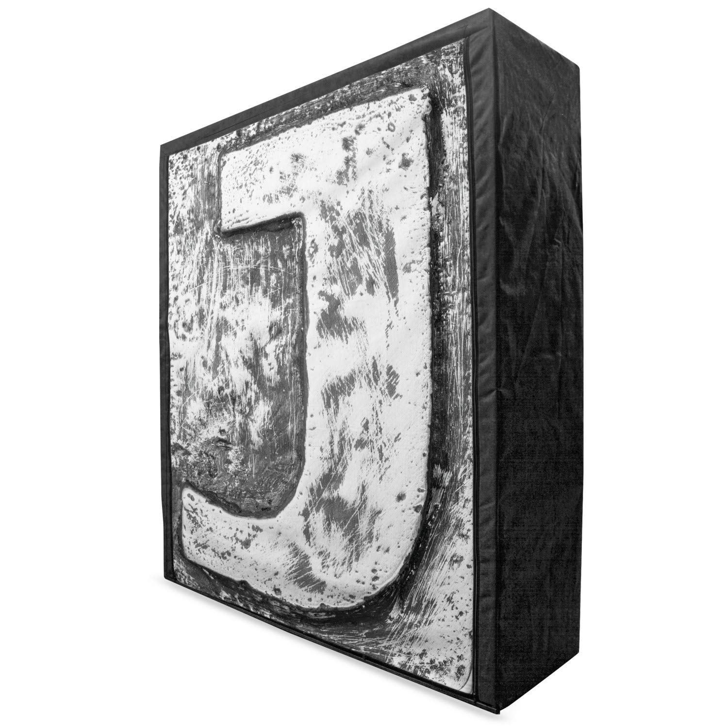 Ambesonne Letter J Portable Fabric Wardrobe - Vintage Grey Initial Design Clothing Organizer with Shelves, 59 Inch Closet Storage | Perfect for Bedroom, Dorm & Small Space Organization