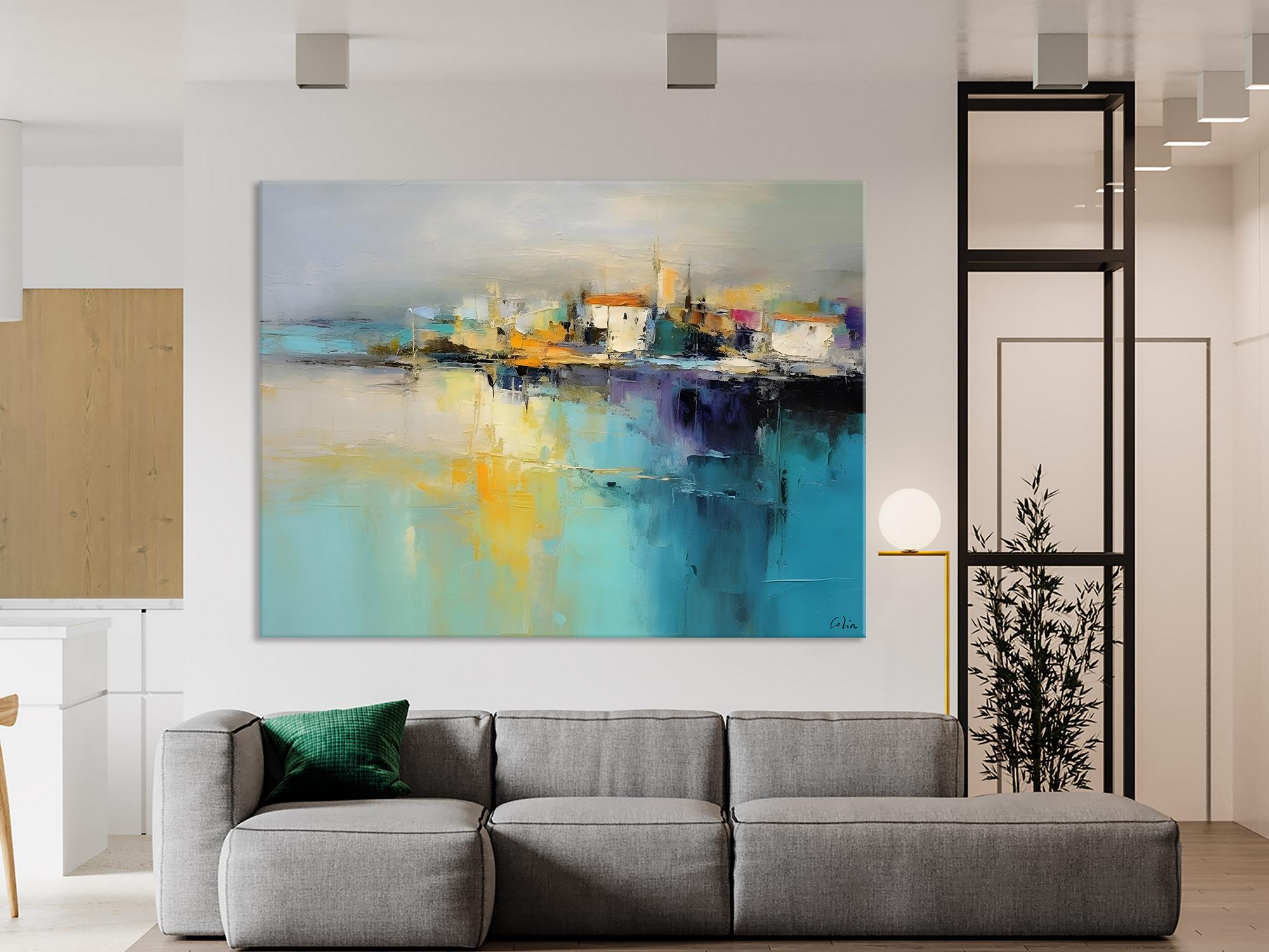 Extra Large Abstract Landscape Wall Art Paintings for Bedroom - Modern Original Canvas Artwork - Perfect for Living Room, Office & Home Decor