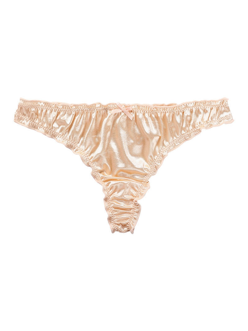 ZASUWA Women's Velvet Bow Tie T-Back Panties - Soft & Sexy Underwear for Valentine's Day, Date Night, and Special Occasions