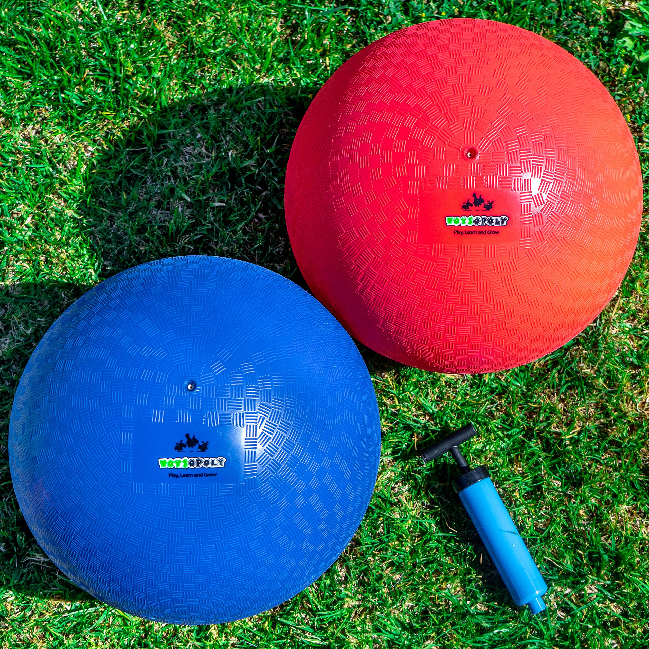 Premium 13 Inch Playground Balls (2-Pack) - High Bounce Dodgeball, Handball, Kickball & Four Square Game Balls for Kids, Boys, Girls & Adults - Perfect for Gym Class, Recess, Outdoor Sports, Yoga, Therapy, Fitness, Pilates & Balance Training - Includes Air Pump