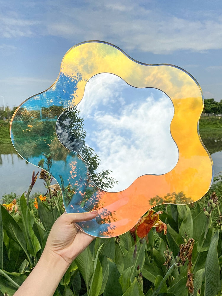 Vibrant Rainbow Irregular Shaped Acrylic Mirrors - Decorative Wall Art for Kids Room, DIY Crafts & Home Decor