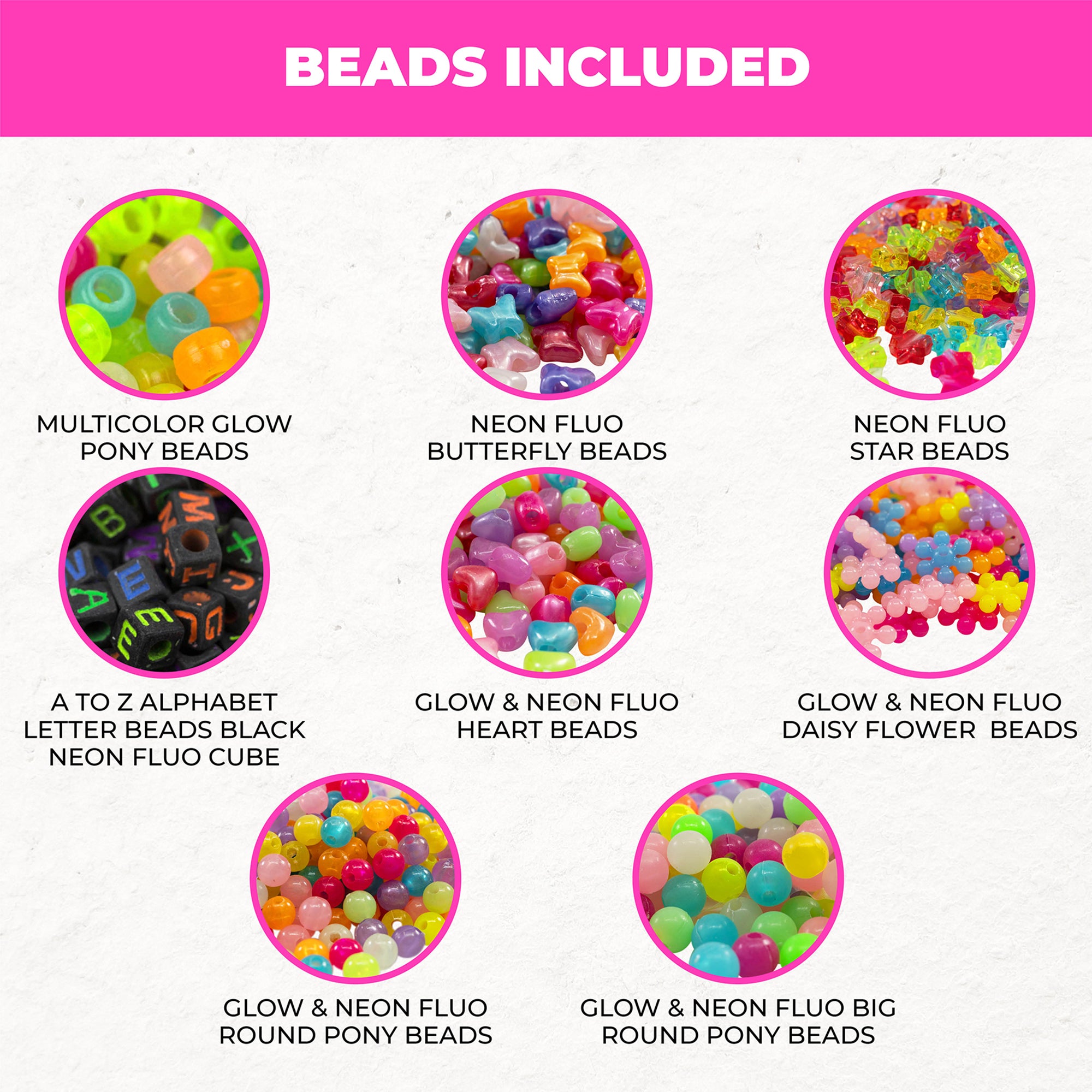400 Pack Glow in the Dark Beads - Neon Bright DIY Craft Beads for Jewelry Making, Bracelets, Necklaces & Party Decorations (Perfect for Kids Crafts, Nighttime Events & Halloween Costumes)