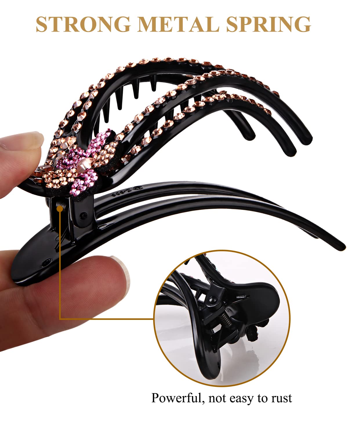 **Large Duckbill Hair Clips for Thick Hair – Rhinestone Ponytail Claw Clip for Women & Girls – Stylish Alligator Hair Pins for Thin Hair – Perfect for Work, Parties & Everyday Use**