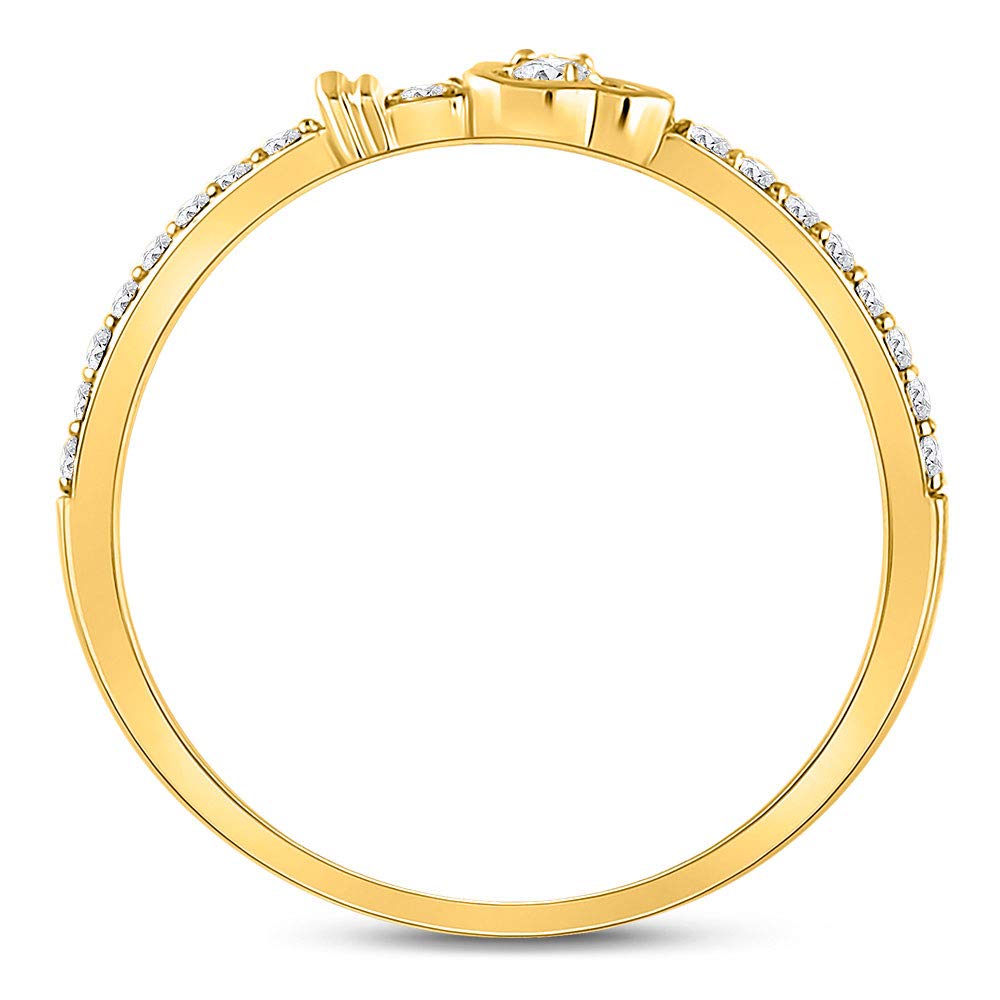 10K Yellow Gold Round Diamond Stackable Band Ring for Women - 1/8 CTW Dazzlingrock Collection | Perfect for Everyday Wear, Anniversary Gifts & Bridal Jewelry
