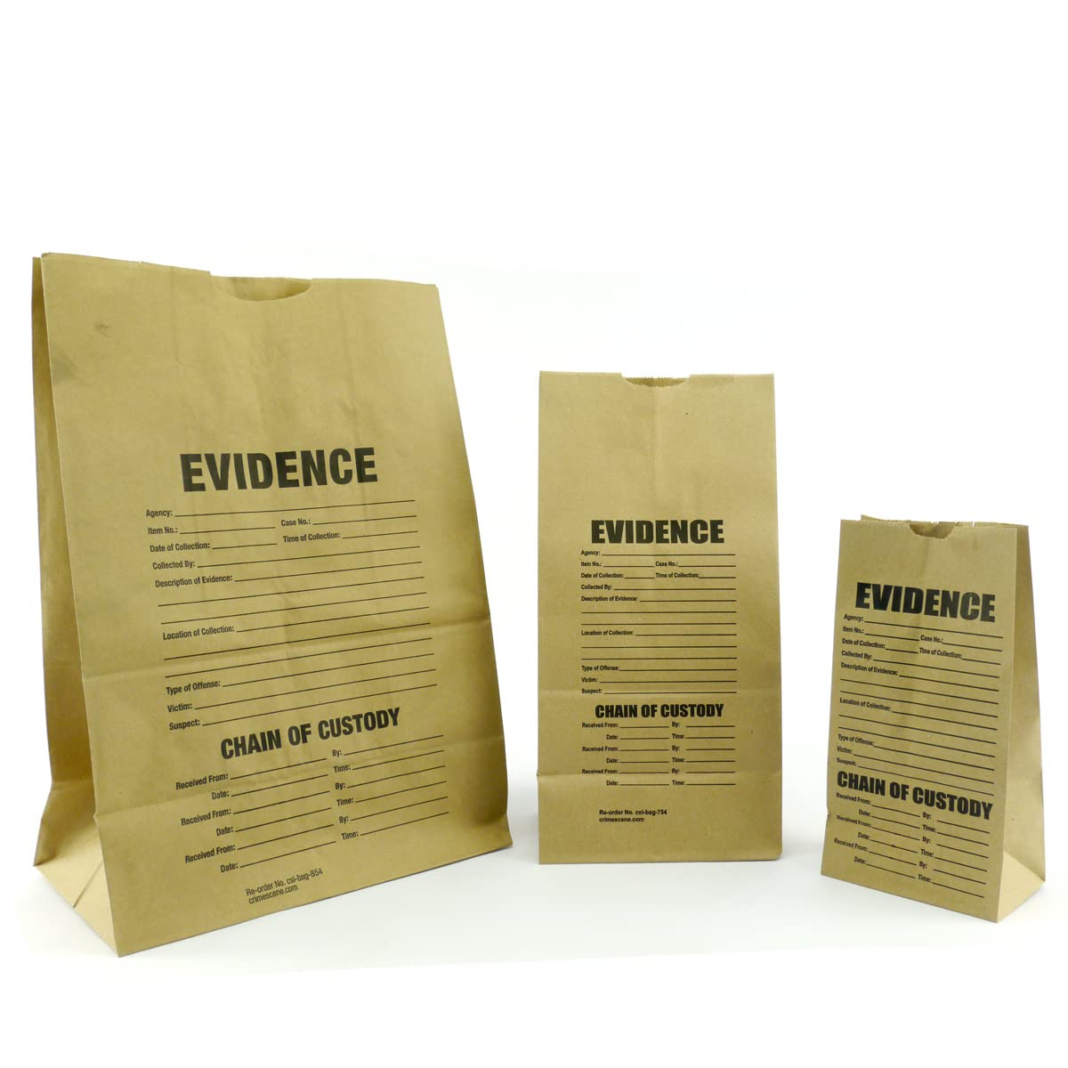 Crime Scene Evidence Bags - 15-Piece Sample Pack (5 Small, 5 Medium, 5 Large) - Heavy Duty Forensic Storage for Police, Detectives & Crime Scene Investigators - Secure Evidence Collection & Preservation