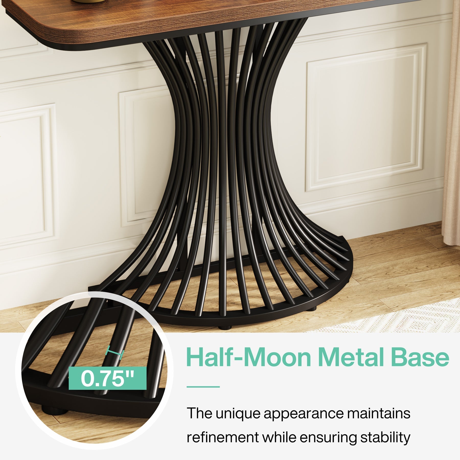 39 Inch Modern Console Table with Geometric Metal Base - Entryway Sofa Table for Hallway, Living Room & Bedroom Decor