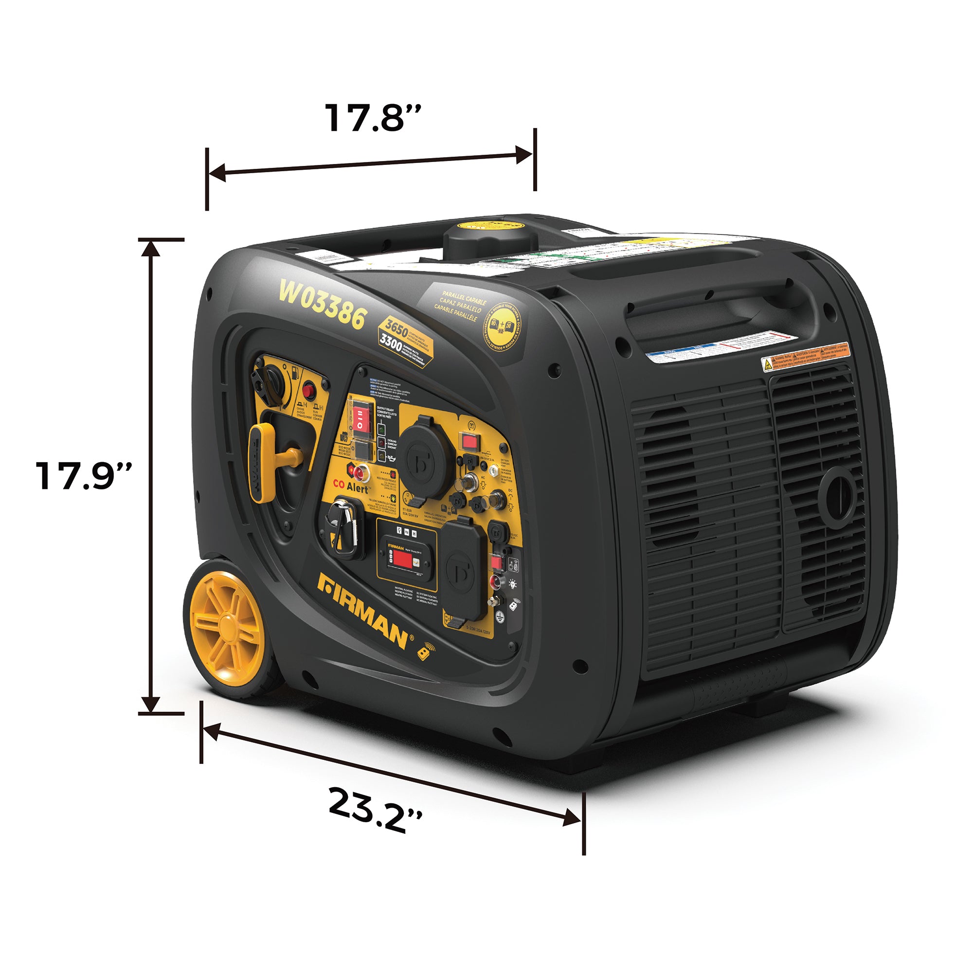 3650W Portable Inverter Generator with Remote Start & CO Alert - Perfect for Camping, RV Trips, and Emergency Power Backup