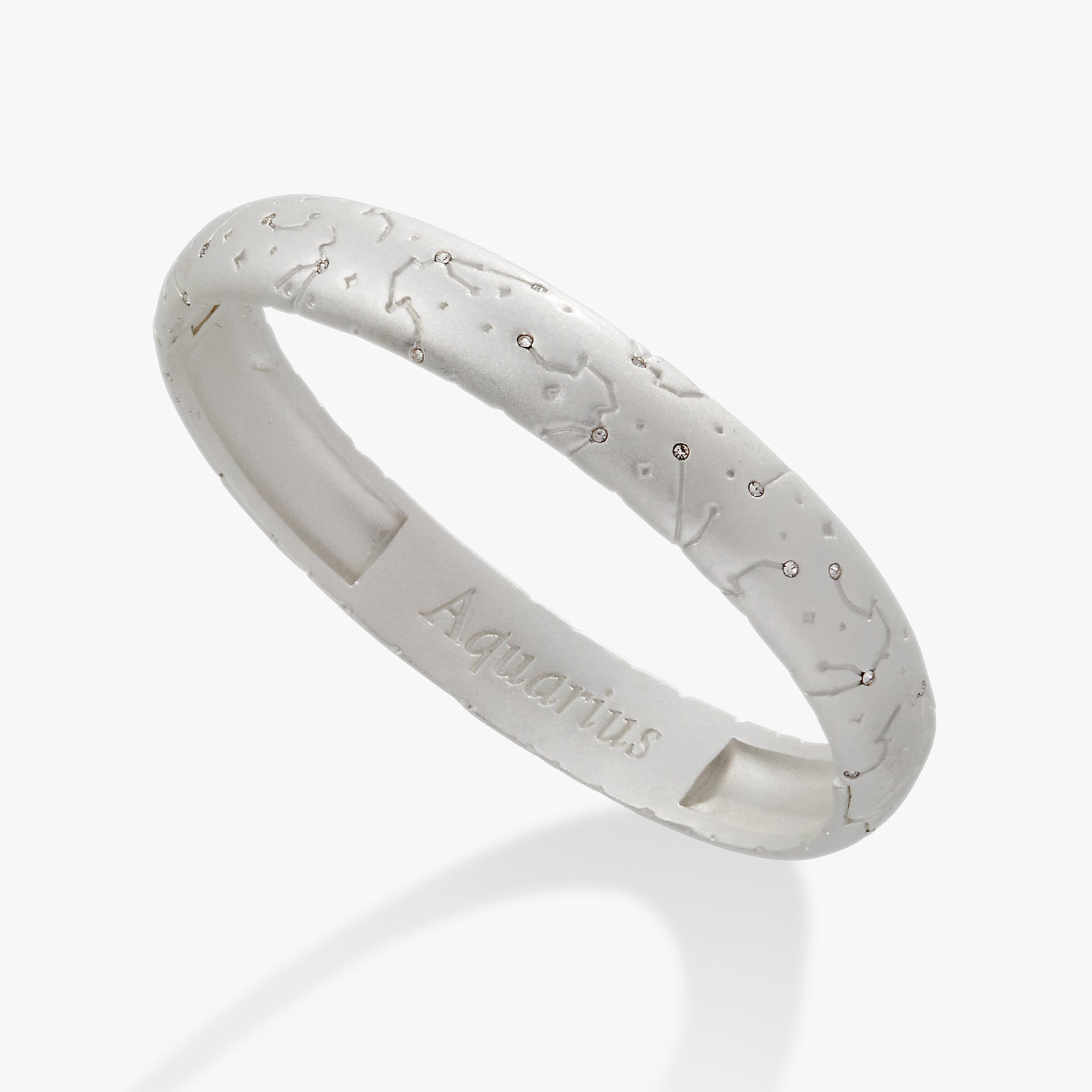 Aquarius Zodiac Sign Sterling Silver Hinge Bangle Bracelet - Perfect for Birthdays, Gifts & Everyday Wear