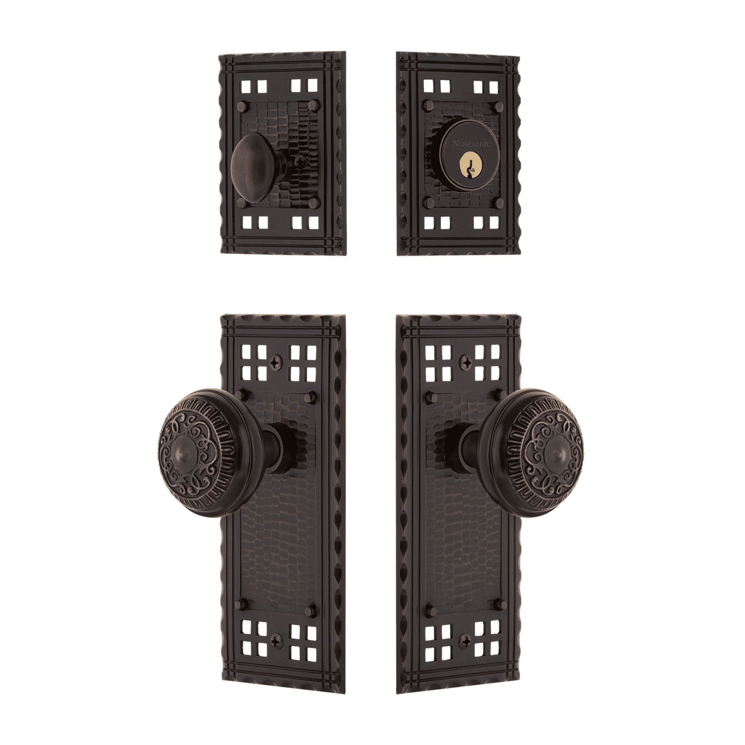 Craftsman Entry Door Set with Egg & Dart Knob in Timeless Bronze Finish - Perfect for Vintage Home, Cottage & Farmhouse Style Doors