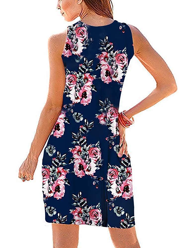 Camisunny Women's Casual Loose Tank Dress - Sleeveless Beach Vacation Sundress with U-Neck & Pleated Swing Design | Soft Summer Dress for Pool Party, Travel & Outdoor Activities