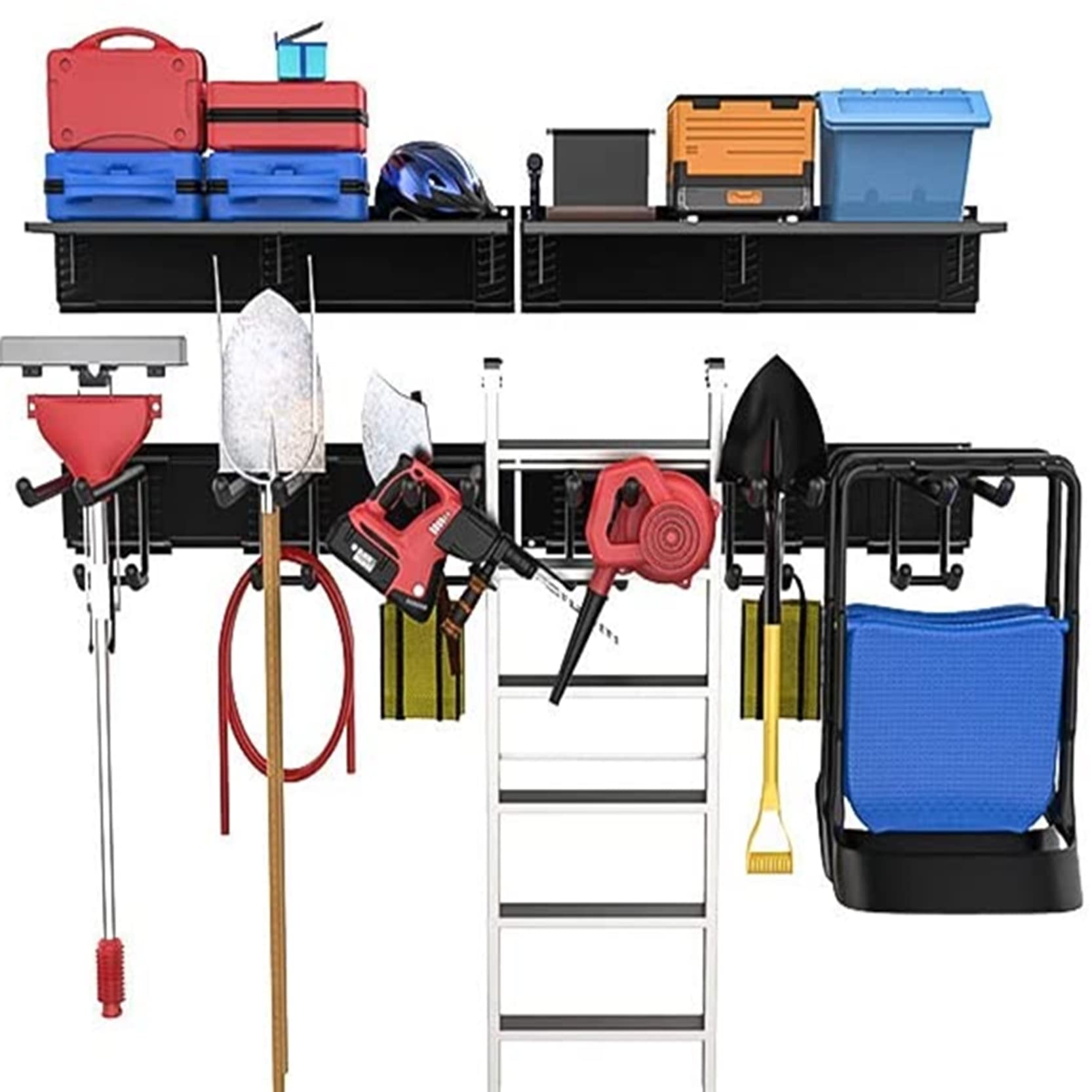 TORACK Heavy Duty Garage Storage Organizer System - 48 Inch Wall Mount Overhead Shelving with 6-Pack 12