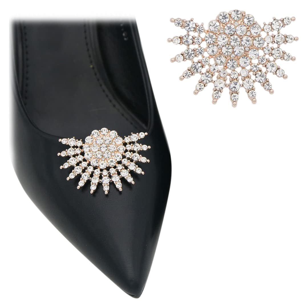 2 Pcs Detachable Rhinestone Shoe Buckles - Metal Shoe Clips Charms for Wedding, High Heels, Pumps & Sandals - Elegant Footwear Accessories for Bridal Parties, Prom & Special Occasions