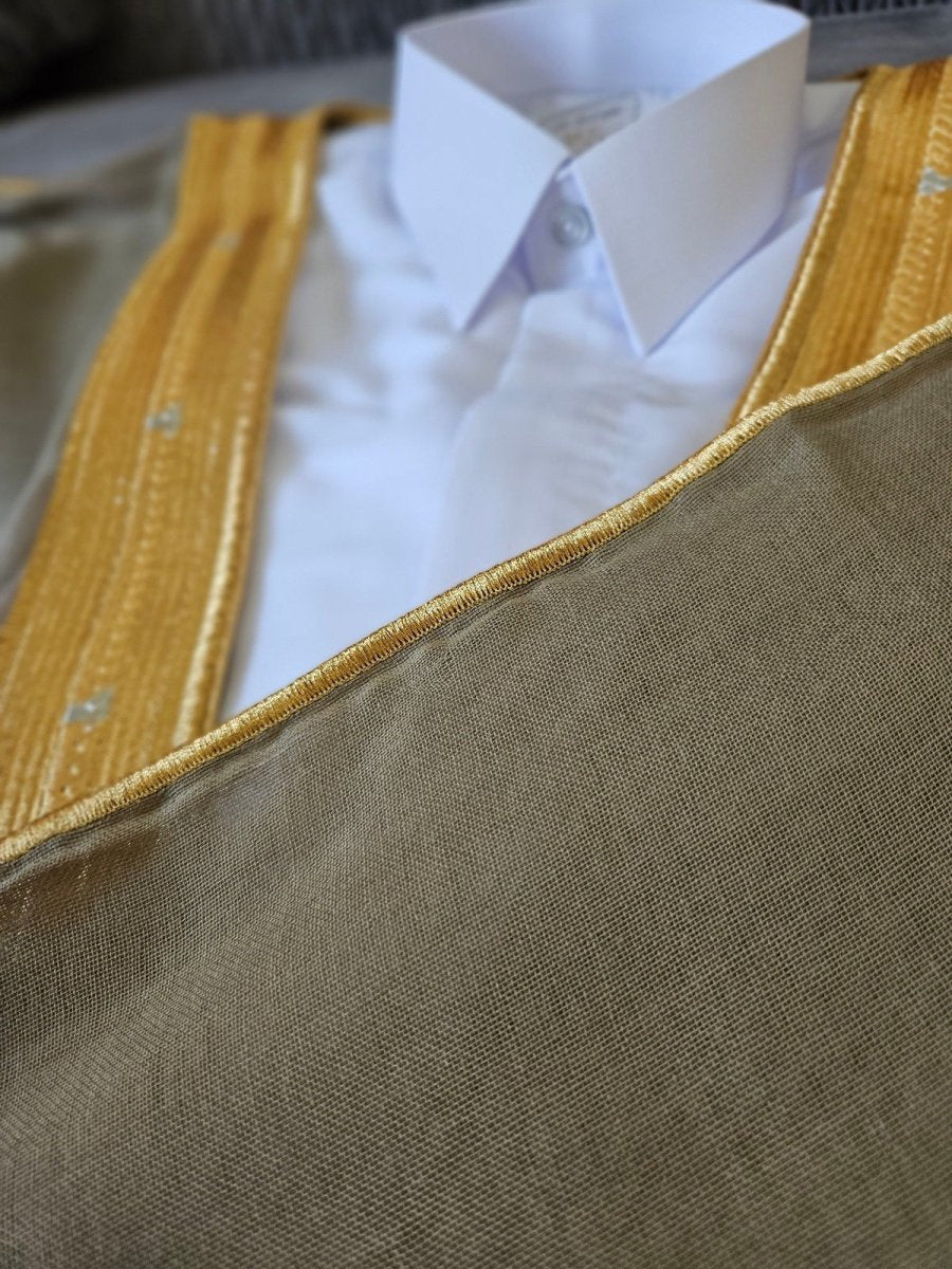 Premium Men's Qatari Thobe 5-Piece Set with White Shemagh - Traditional Arabic Clothing for Weddings, Eid & Special Occasions