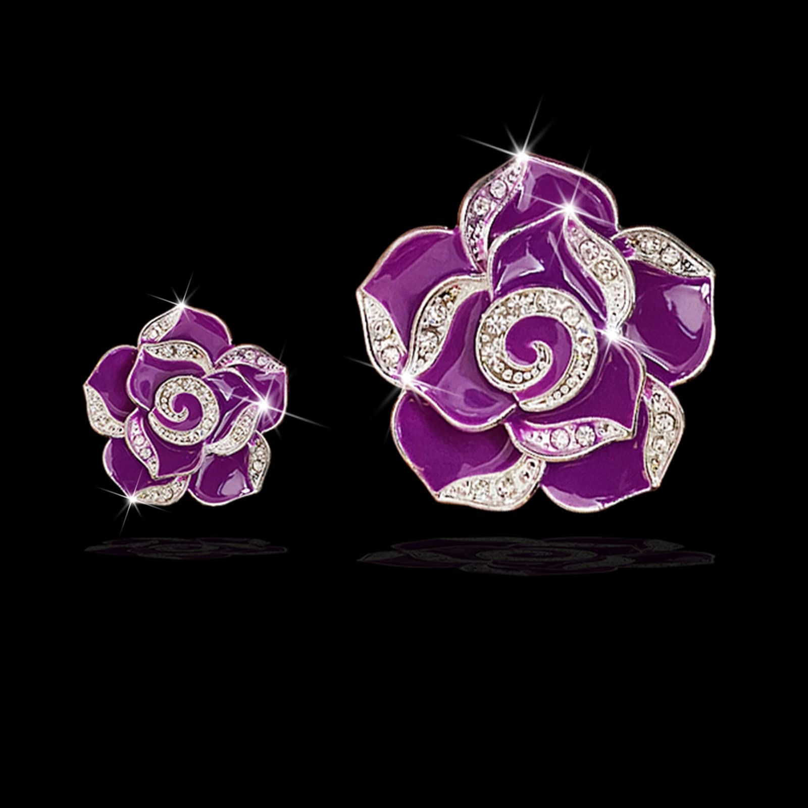 2 Pcs Camellia Air Vent Clips - Cute Flower Car Air Freshener with Crystal Rose Charm, Bling Car Vent Decor for Women & Girls | Perfect for Sedan, SUV, Truck Interior Accessories & Gift Ideas