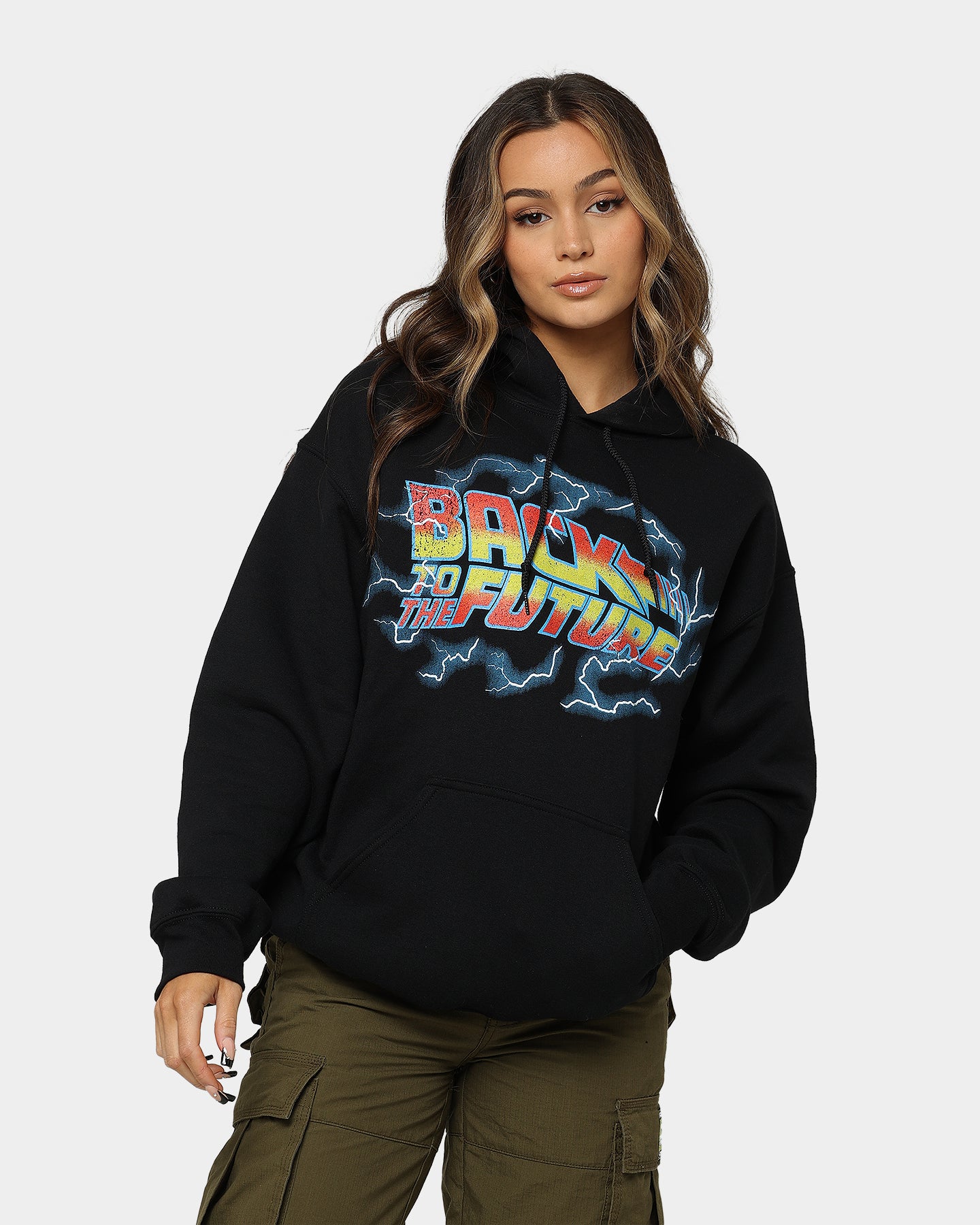 Back To The Future 1 Hoodie - Vintage Movie Merchandise - American Thrift Black Sweatshirt - Perfect for Cosplay, Movie Nights & 80s Retro Fashion