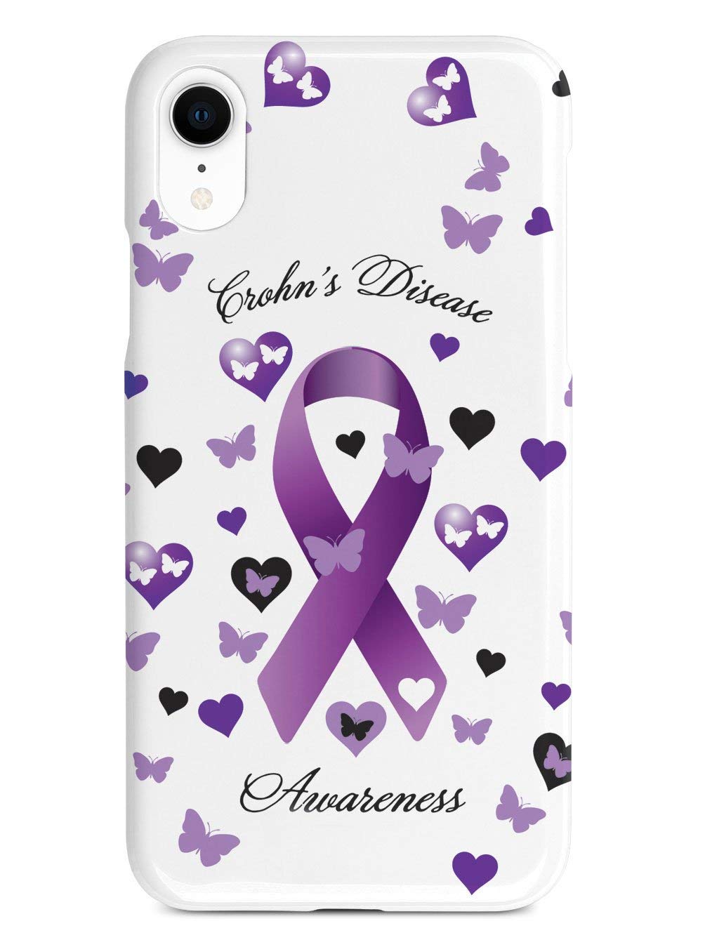 Crohn's Disease Awareness iPhone XR Case - 3D Textured Protective Cover for Apple iPhone XR - Butterfly Design - Slim Fit Shockproof Phone Case for Daily Use, Work & Travel