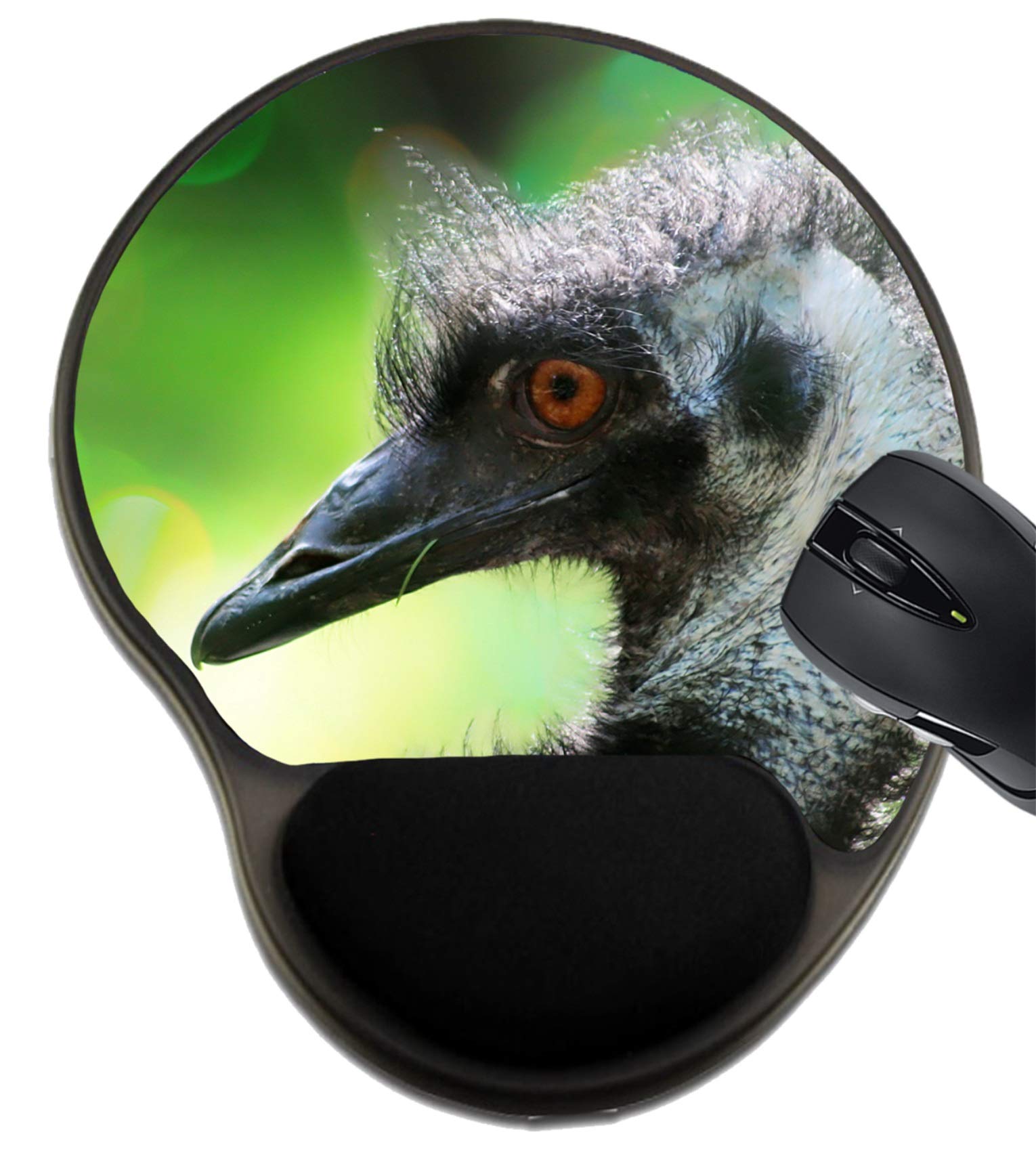 MSD Ergonomic Mouse Pad with Wrist Rest - Wildlife Nature Emu Head Design, Non-Slip Mouse Mat for Comfortable Computer Use - Perfect for Office, Gaming & Home Workspace
