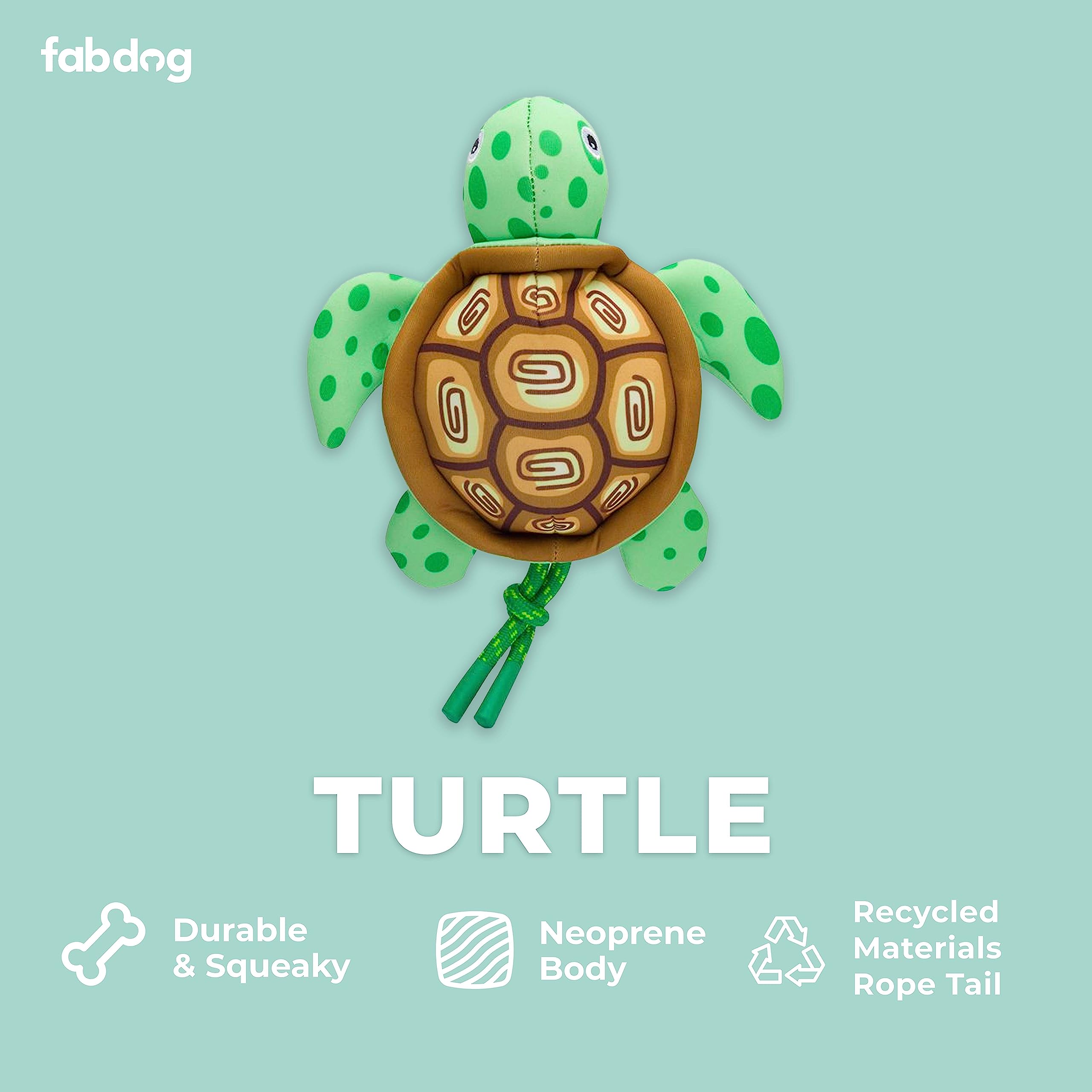 FabDog Floaties Dog Toys - Squeaky Floating Water Toys for All Breeds | Durable Duck & Turtle Puppy Toys Made with Recycled Nylon | Perfect for Pool, Beach & Outdoor Play