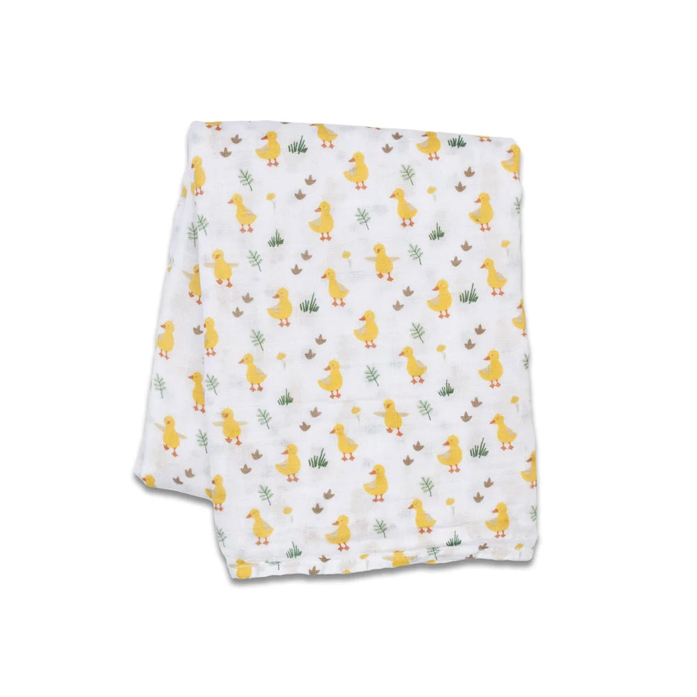 Lulujo Soft Cotton Muslin Swaddle Blanket for Babies - Duck Print Design | Perfect for Swaddling, Nursing Cover, Stroller Blanket & Baby Shower Gift