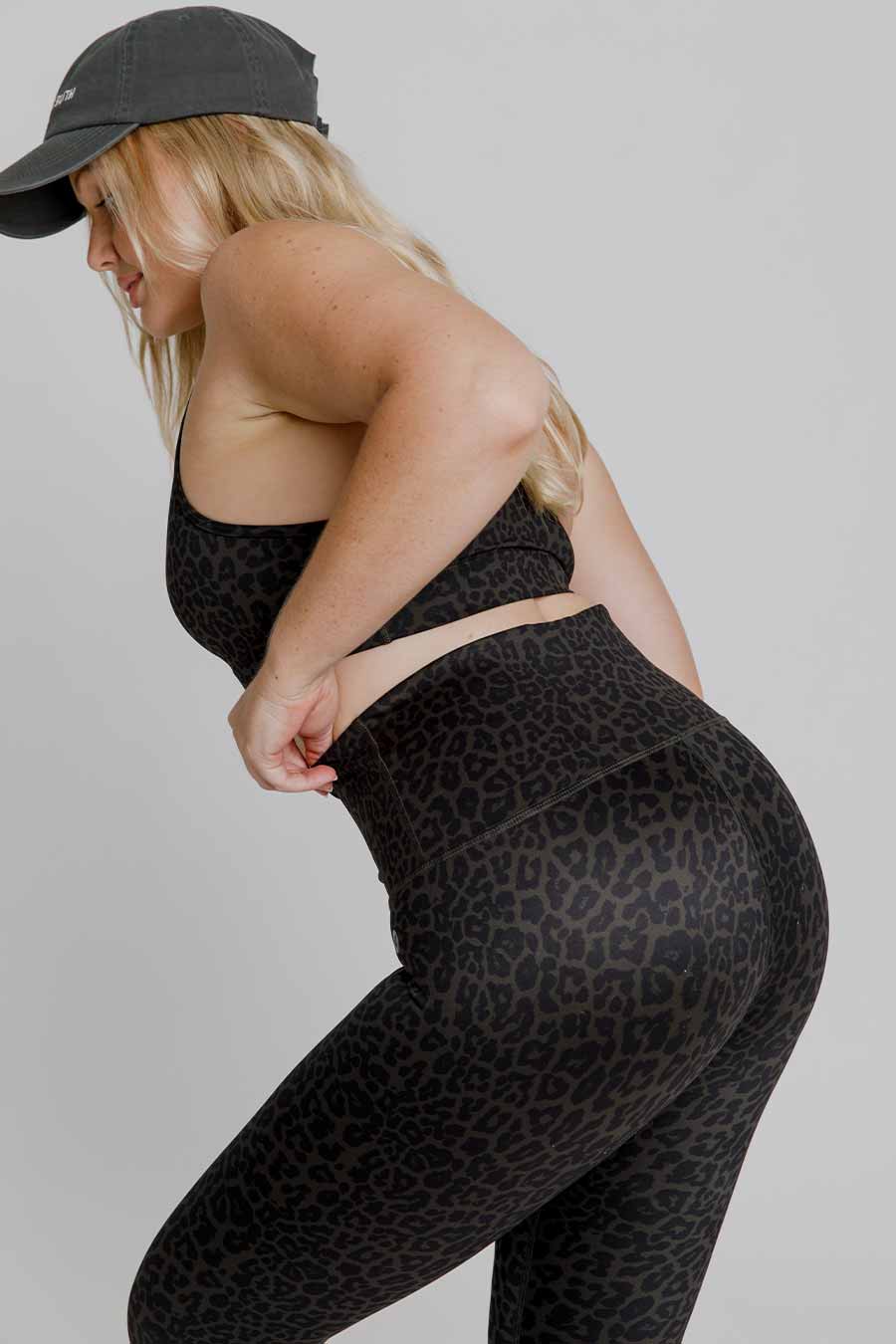 Essential High Waist Yoga Leggings - Forest Leopard Print - Women's Workout Pants for Running, Gym & Lounge Wear