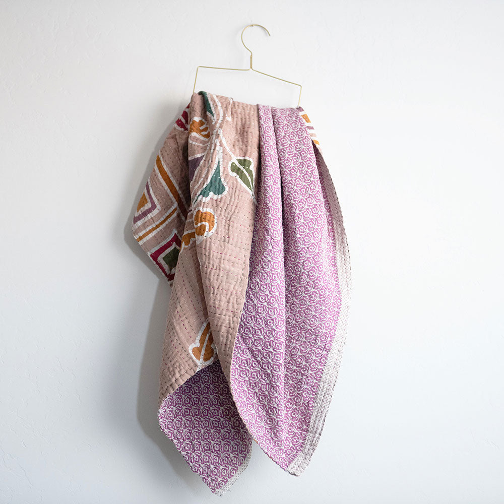 Soft Kantha Baby Blanket CB9081 - Handmade Cotton Swaddle Blanket for Newborns & Infants | Perfect for Nursery, Stroller, and Gift Giving