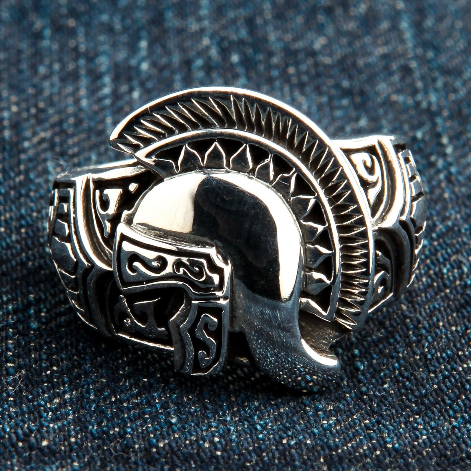 Roman Warrior Helmet Sterling Silver Ring - Medieval Knight Jewelry for Men - Perfect for Renaissance Fairs, LARP Costumes & Historical Reenactments