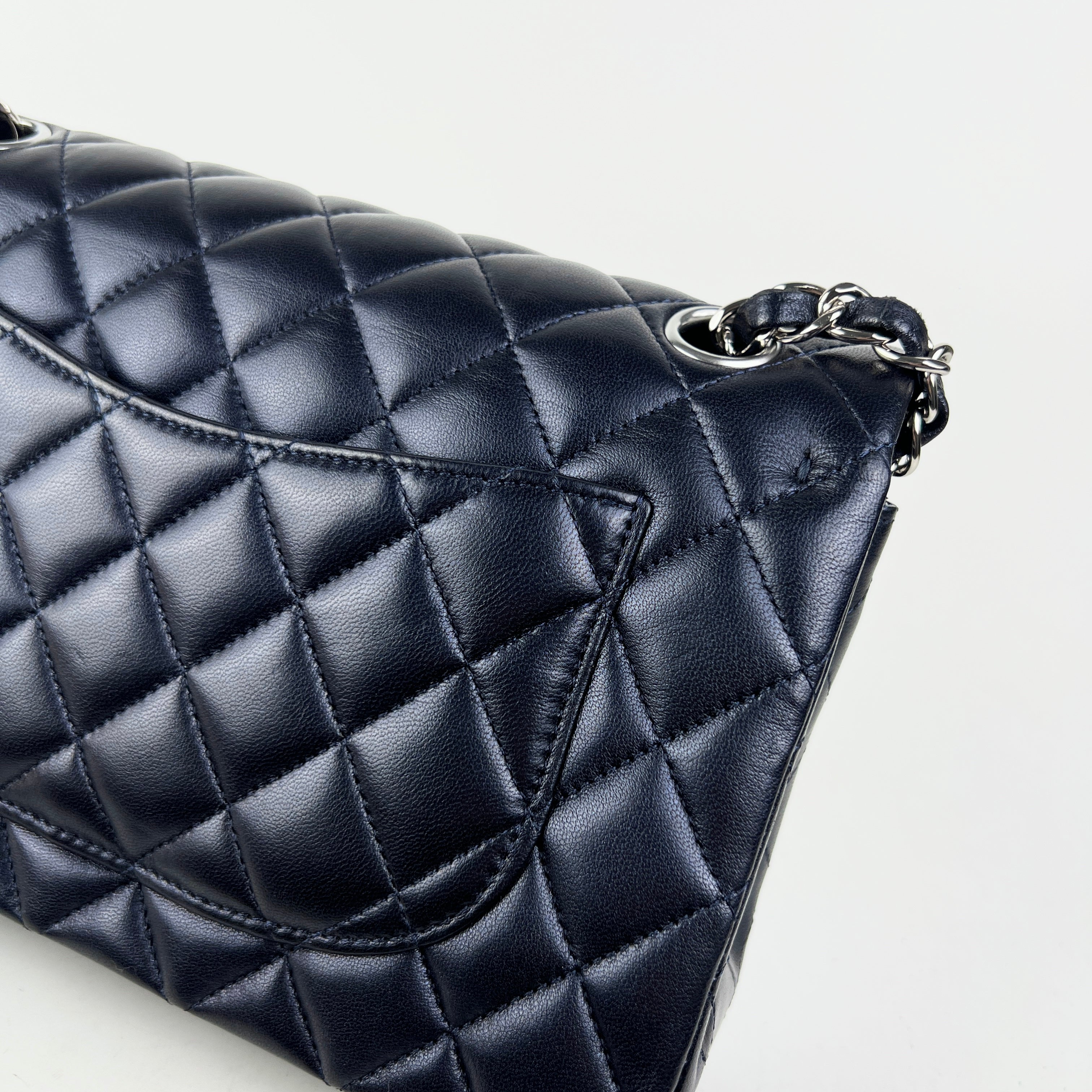 Chanel Small Double Classic Flap Bag in Metallic Navy Blue - Luxury Crossbody Purse for Women, Perfect for Evening Events & Date Nights