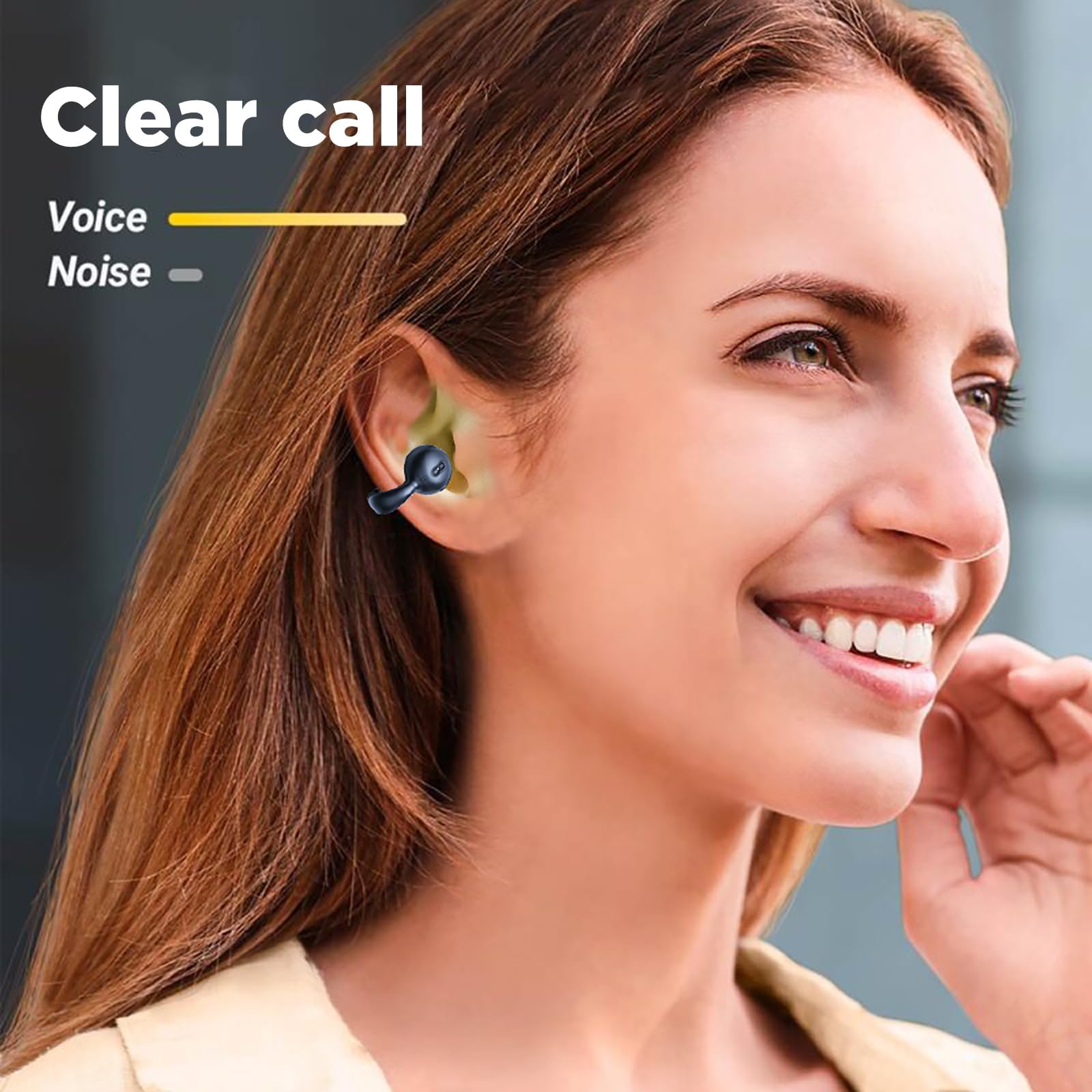 Open Ear Wireless Bluetooth Headphones - Sweatproof Workout Earbuds with Microphone, 50H Battery Life, Comfortable Clip-On Design for Running, Cycling & Gym | Perfect for Sports, Phone Calls & Outdoor Activities