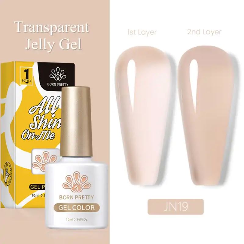 Born Pretty Jelly Nude Gel Polish - Long Lasting Soak Off UV LED Nail Polish for Salon & Home Manicure - Perfect for Weddings, Parties & Everyday Wear