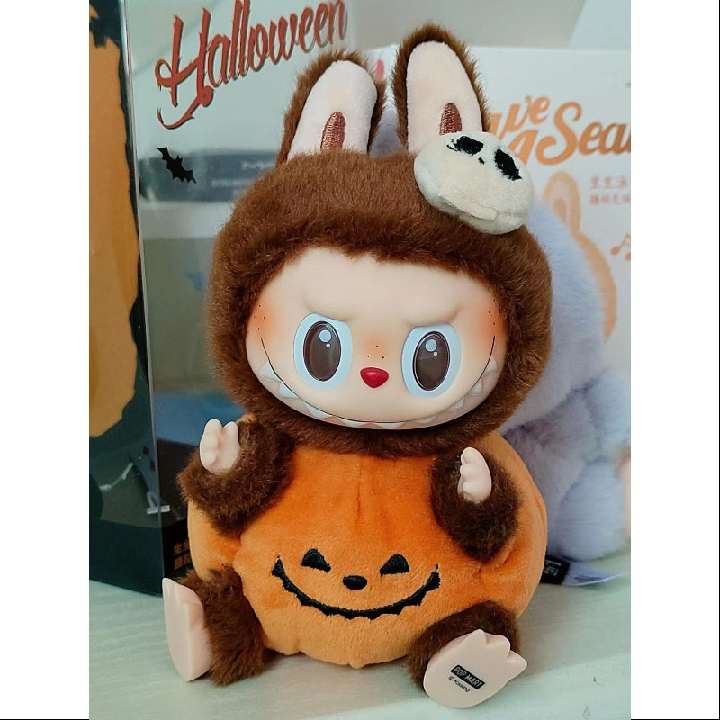 Labubu The Monsters Halloween Plush Toy - Cute Sitting Pumpkin Vinyl Figure Collectible (Limited Edition) | Perfect for Party Decor, Cosplay Accessories & Anime Gift Collection