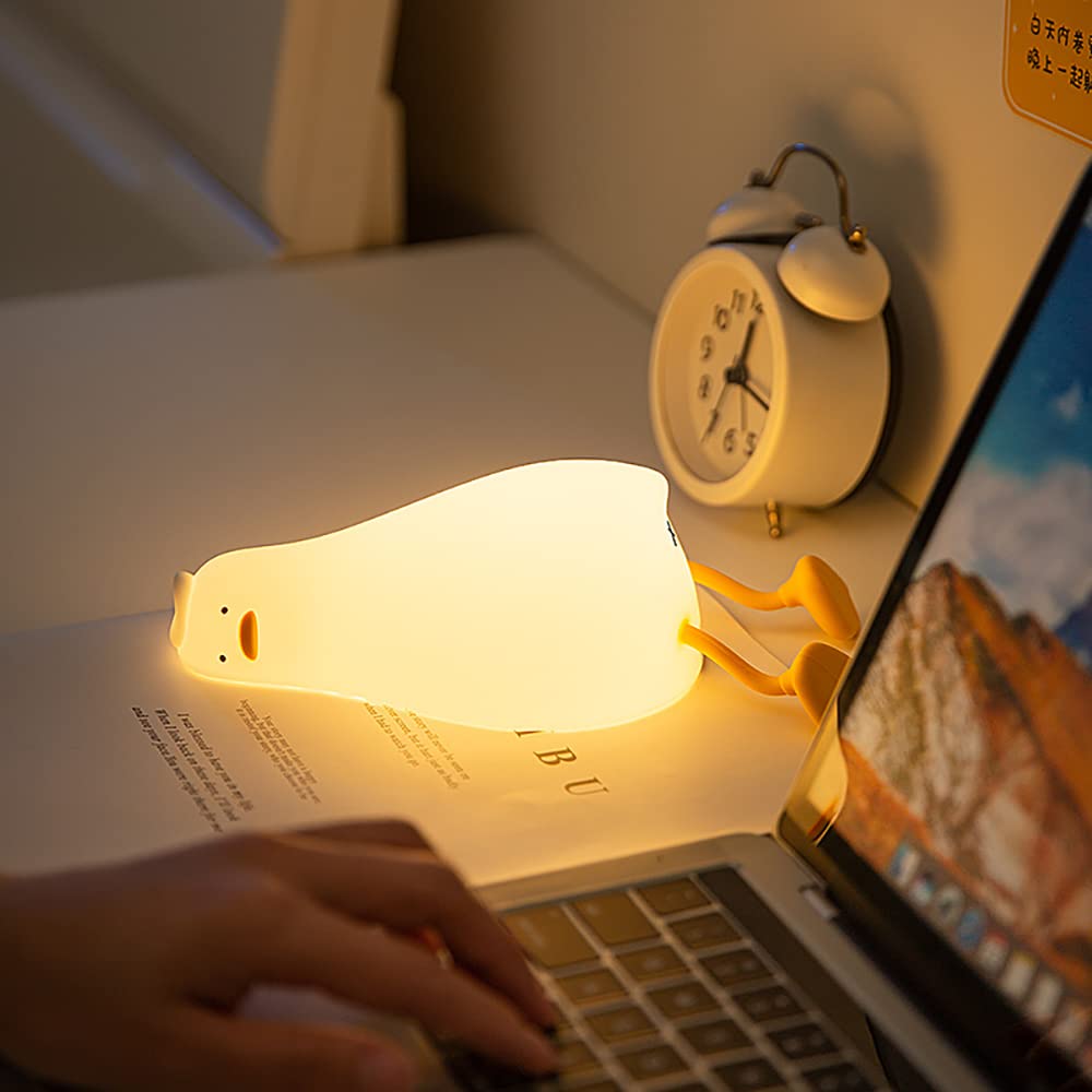 Rechargeable LED Squishy Duck Night Light - Dimmable Silicone Nursery Lamp for Breastfeeding, Girls Bedroom Decor | Cute Touch-Activated Duck Lamp for Kids, Baby & Toddler Rooms | Perfect Nightlight for Bedside, Nursery & Relaxation