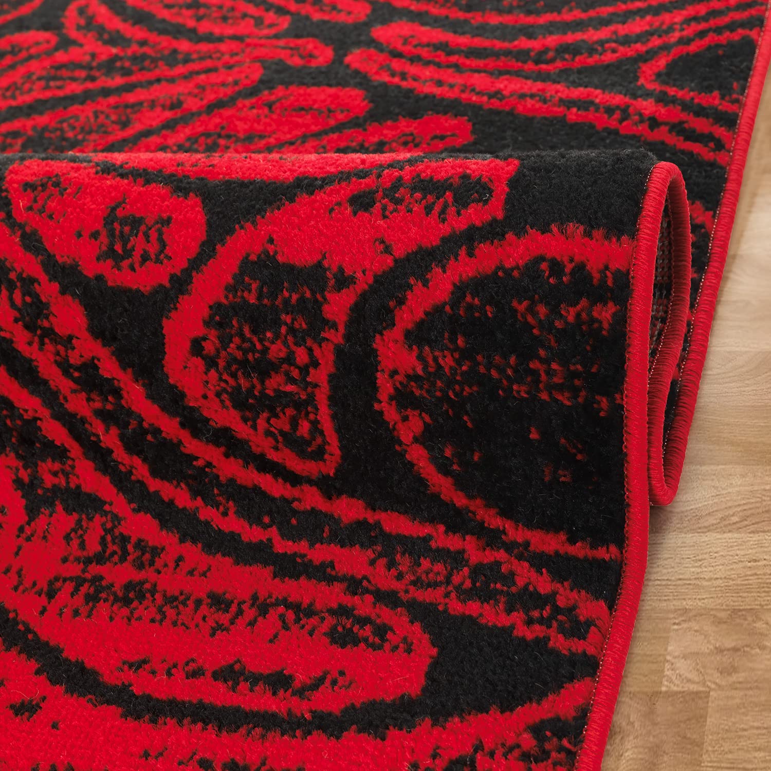 Antep Floral Abstract Area Rug 8x10 - Red & Black Indoor Carpet for Living Room, Bedroom, Dining Room - Soft & Durable Home Decor (7'10