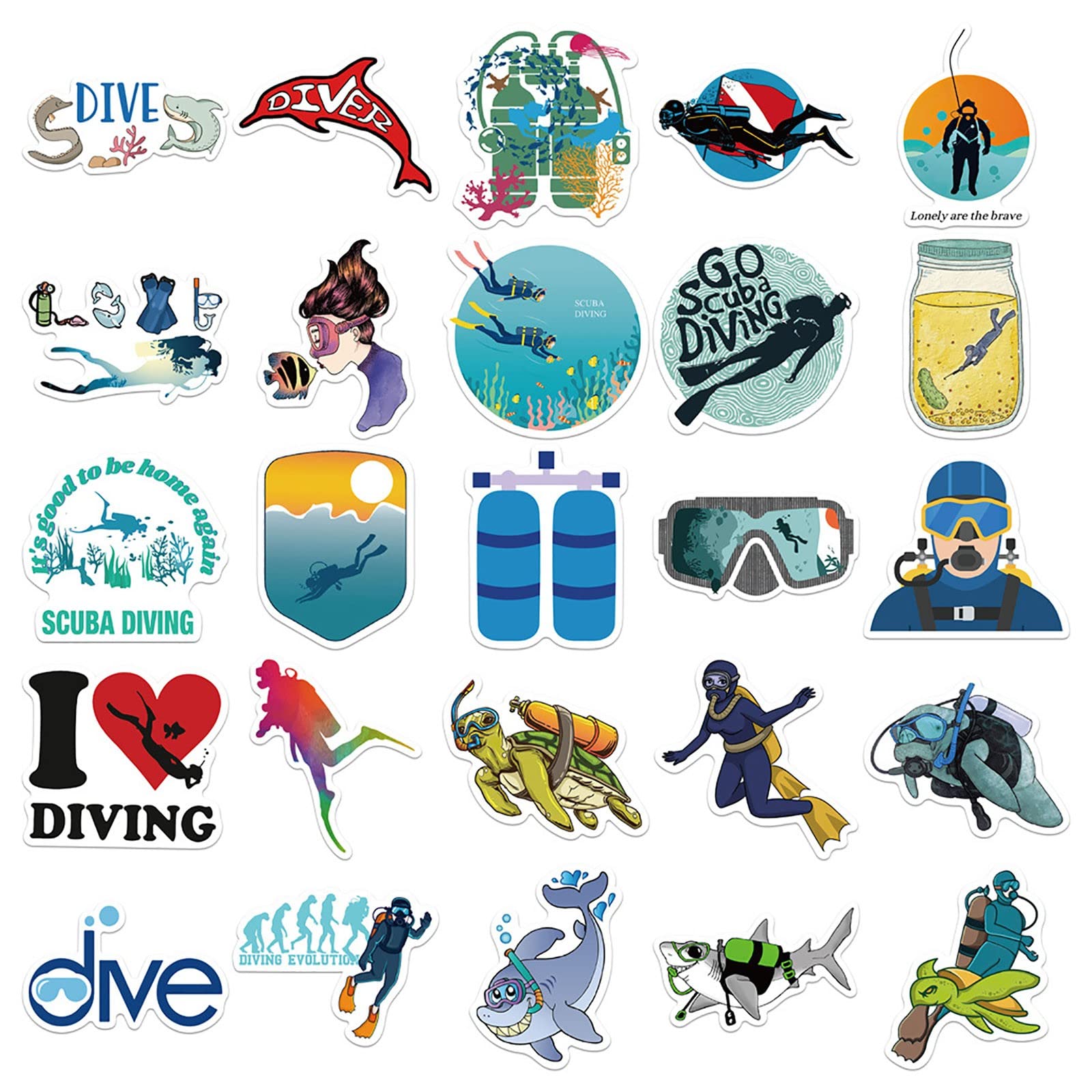 Fun Cartoon Summer Diving Stickers - Waterproof DIY Decals for Luggage, Notebooks & Kids Crafts - Perfect for Beach Vacations, School Supplies & Scrapbooking