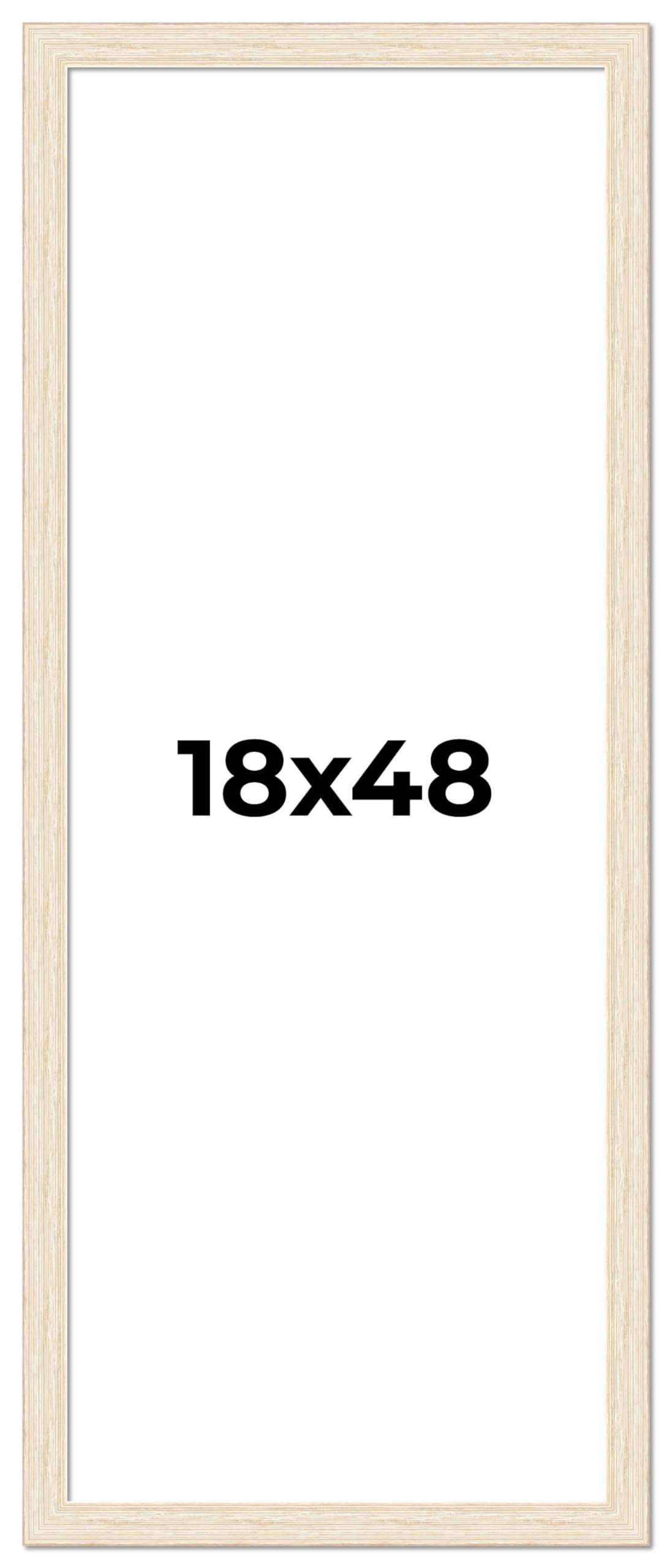18x48 White Wash Distressed Wood Picture Frame - Solid Wood Photo Frame with UV Acrylic, Foam Backing & Hanging Hardware - Perfect for Panoramic Posters, Wall Art & Home Decor