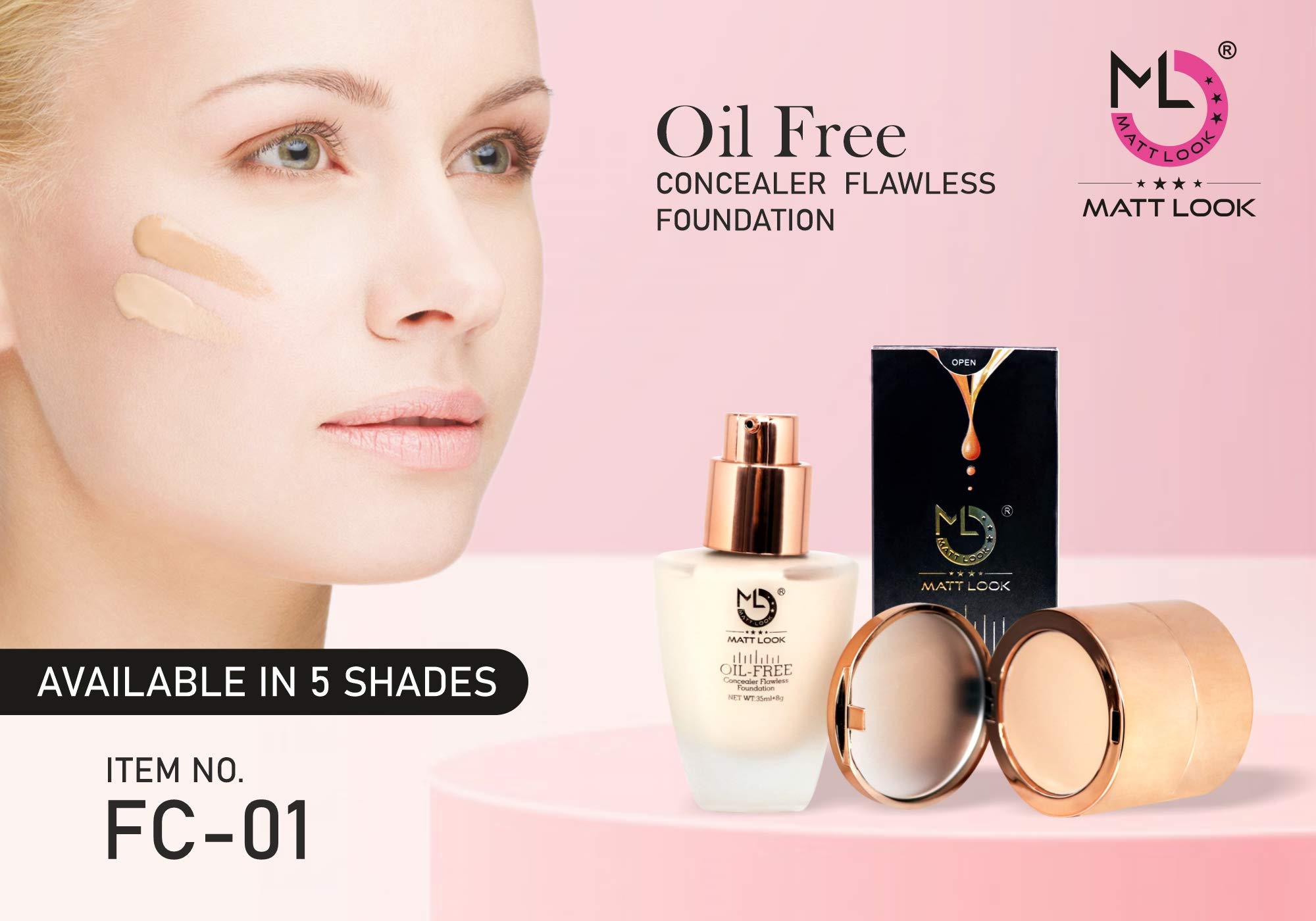 MATT LOOK Oil Free Concealer & Foundation - Ivory (35ml + 8g) | Flawless Coverage for Acne, Dark Circles | Perfect for Daily Makeup & Photoshoots