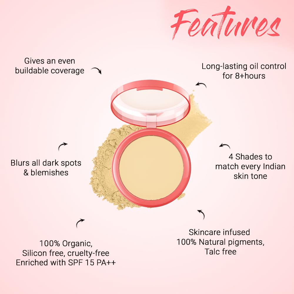 Biotique Natural Matte MagiCompact Makeup - 8G Cream for All Skin Types, Seashell Shade | Perfect for Daily Wear & On-the-Go Touch-Ups