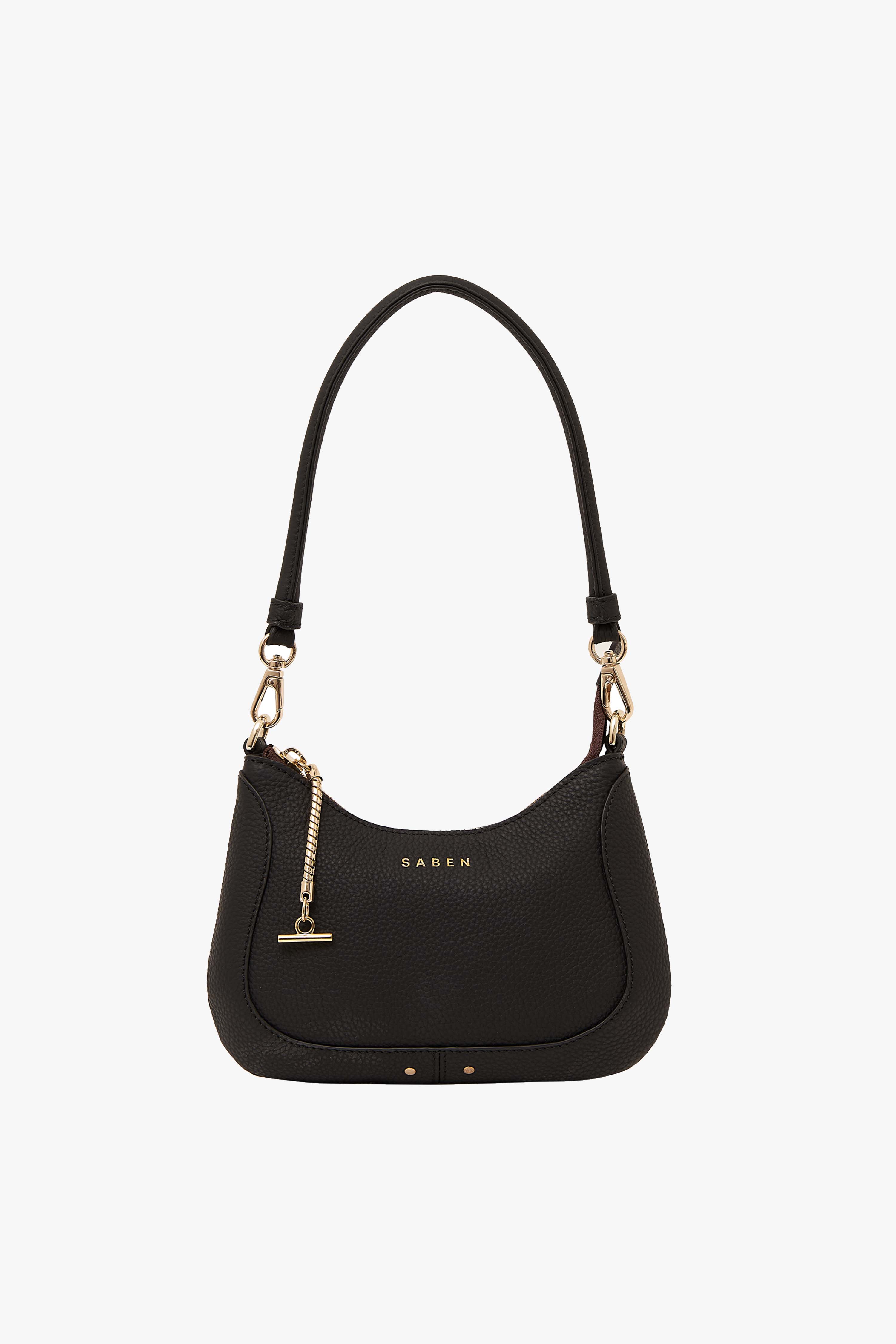 Sammie Black Mini Leather Shoulder Bag for Women - Stylish Crossbody Purse with Adjustable Strap, Perfect for Work, Travel & Everyday Use